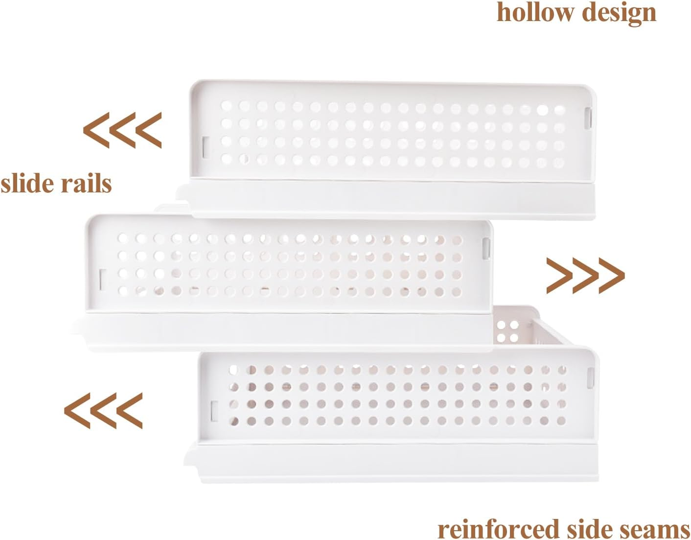 GMYMTM 4Pcs Large Stackable Plastic Storage Basket Bins Foldable Closet Storage Basket Drawer, Folding Organizers Clothes Drawer for Clothes, Beauty, Bathroom, Kitchen, Tools, Snacks (4L) image number 3