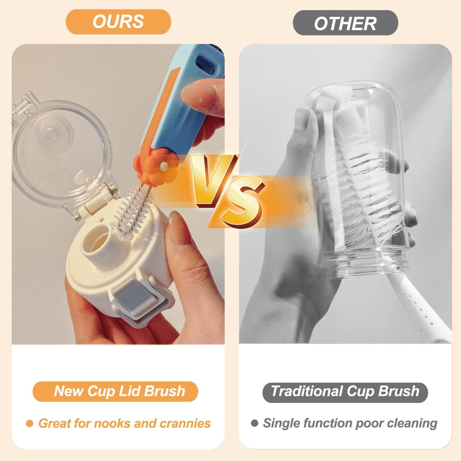 3 in 1 Cup Lid Gap Cleaning Brush Set, Bottle Cleaning Brush Multifunctional Bottle Cleaner Brush Home Kitchen Cleaning Tools, 3PCS image number 3