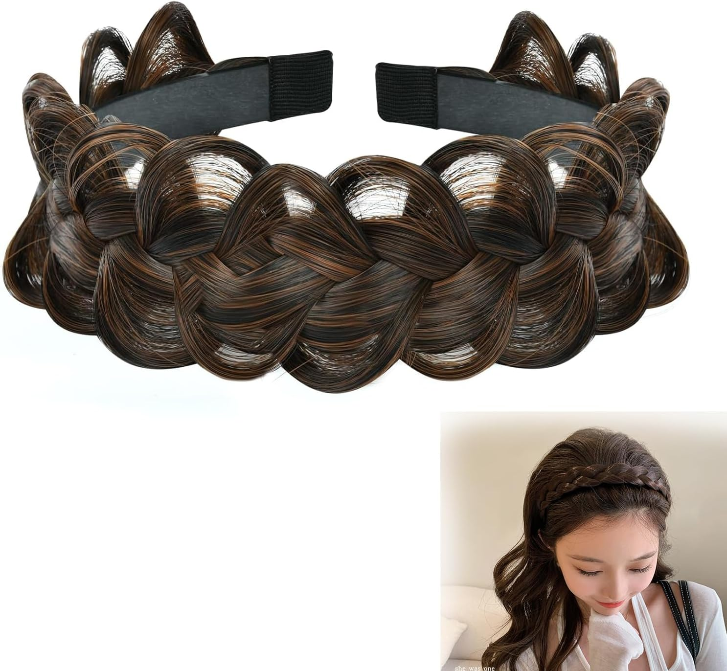 Braided Headband Classic Fashion Headband Women'S Braided Headband for Women Girls Headband Braided Headband for Parties, Festivals, Family Reunions, Excursions image number 6