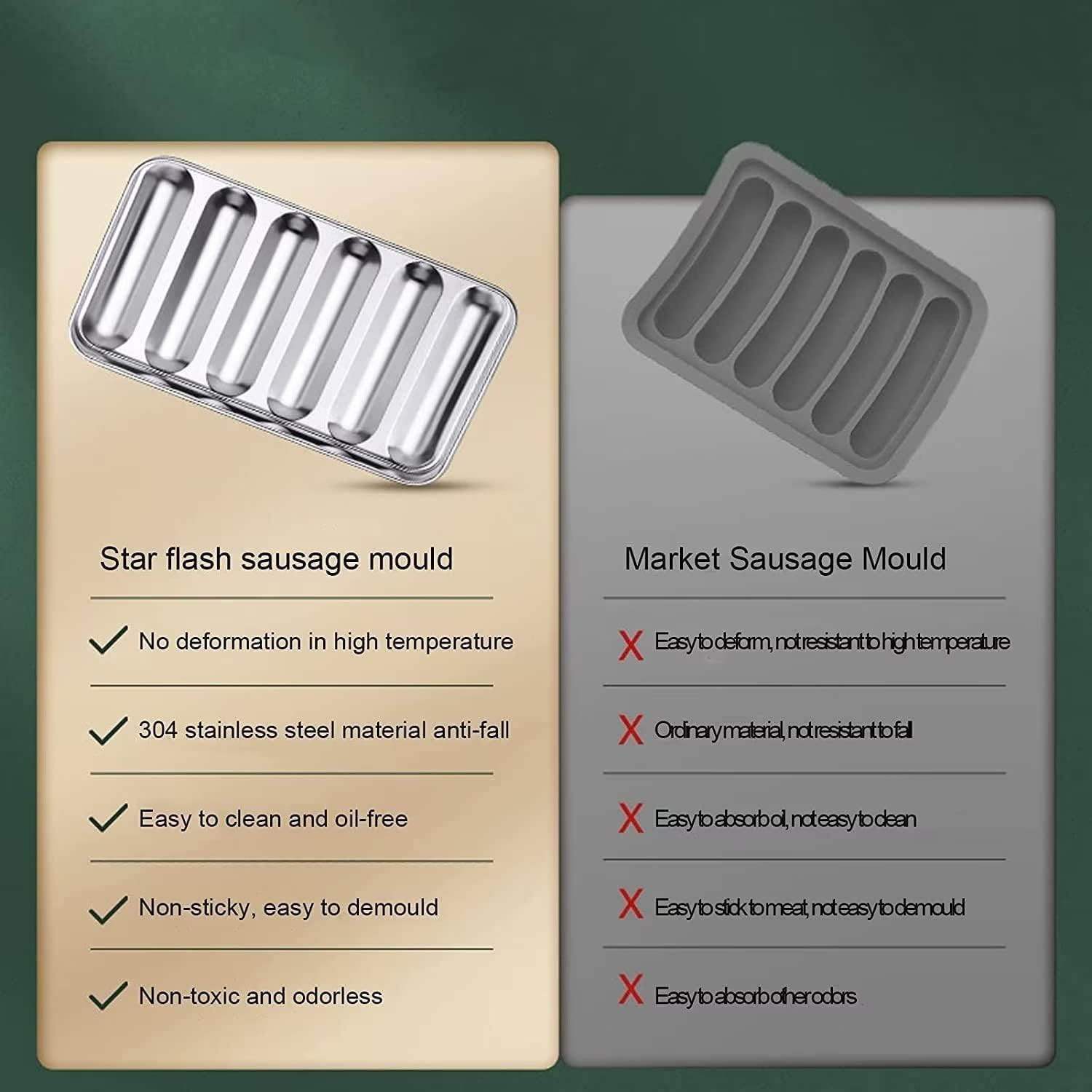 304 Stainless Steel Sausage Mould Hot Dog Baking Mould Hot Dog Baking Mould DIY Sausage Kitchen Baking for Birthday Parties Festival Daily for Grill Kitchen Baking Cooking (Silver) image number 4