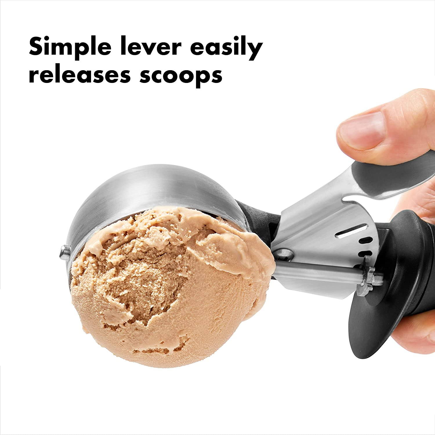 OXO Good Grips Trigger Stainless Steel Ice Cream Scoop, Black Handle image number 5