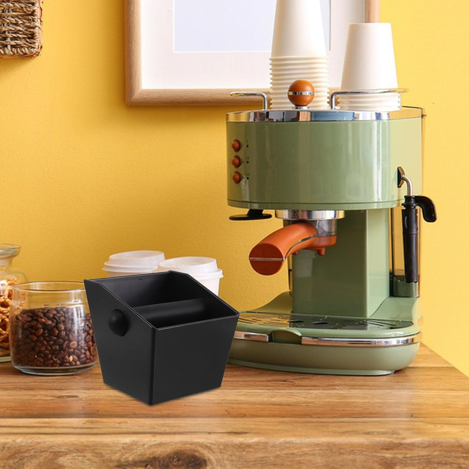 OFFSCH Coffee Ground Container Espresso Knock Bin Espresso Grounds Holder Coffee Knock Bin Black image number 4