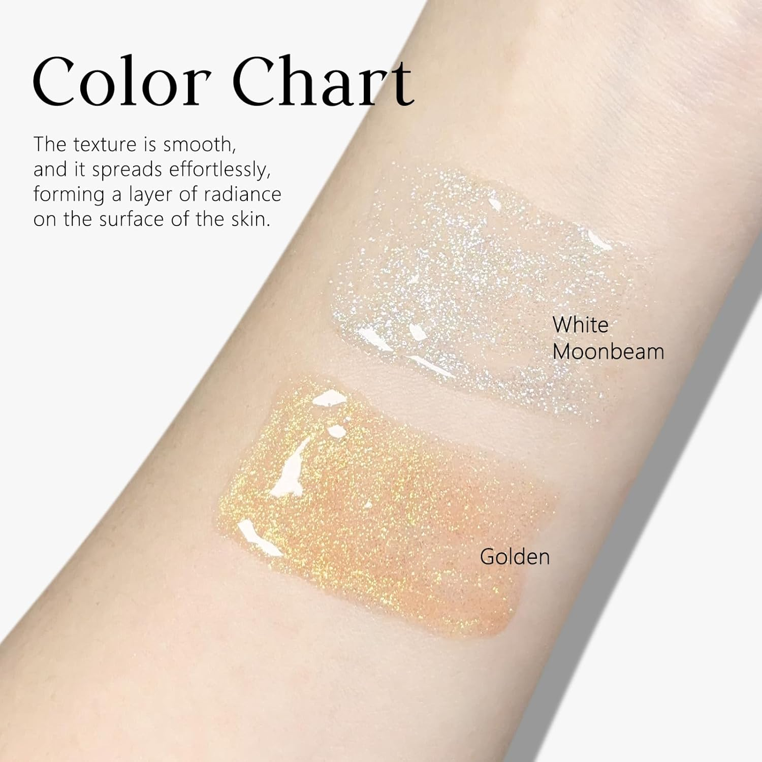 KYDA Body Shimmer Oil, High Gloss Face and Body Luminiser Oil, Face Glitter Lotion Makeup, Long Lasting and Moisturising Liquid Highlighting Drops for a Radiant Glow, White Moonbeam, 3.33 Fl Oz