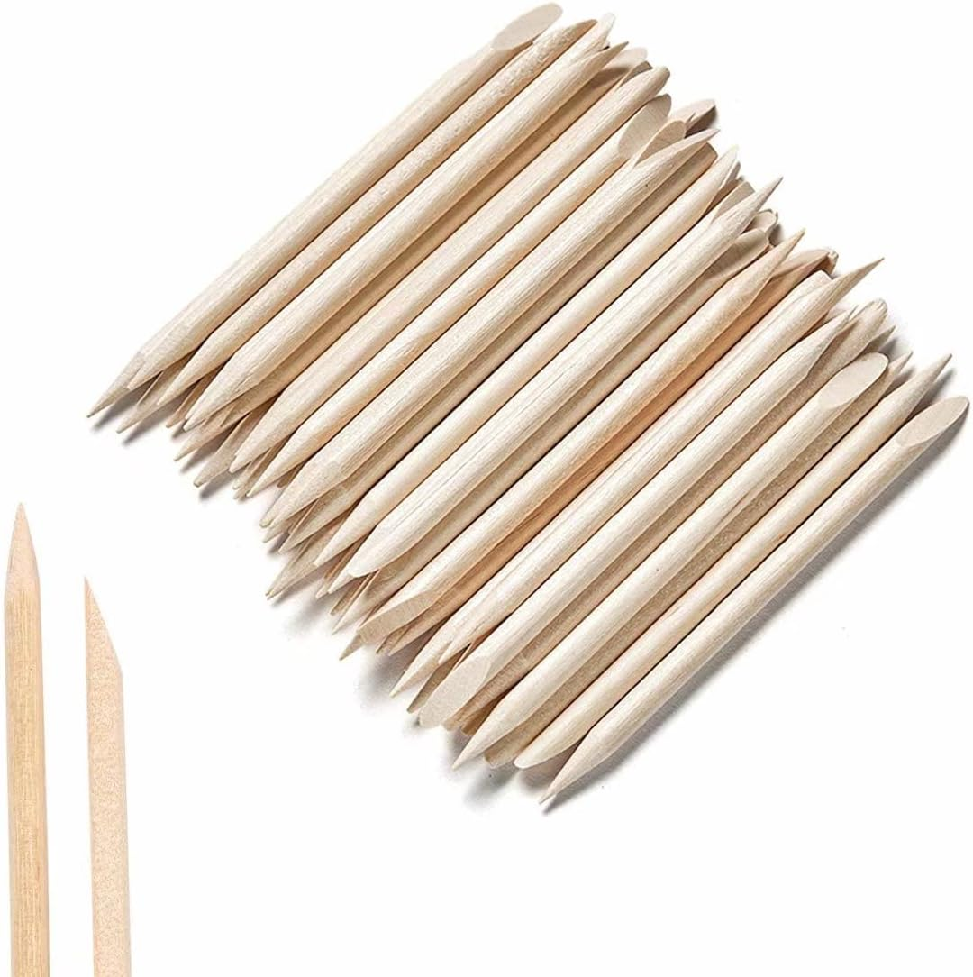 AMOSTBY Nail Art Orange Wood Sticks, 50PCS Multi Functional Cuticle Pusher Remover Manicure Pedicure Tool,4.5 Inch image number 4