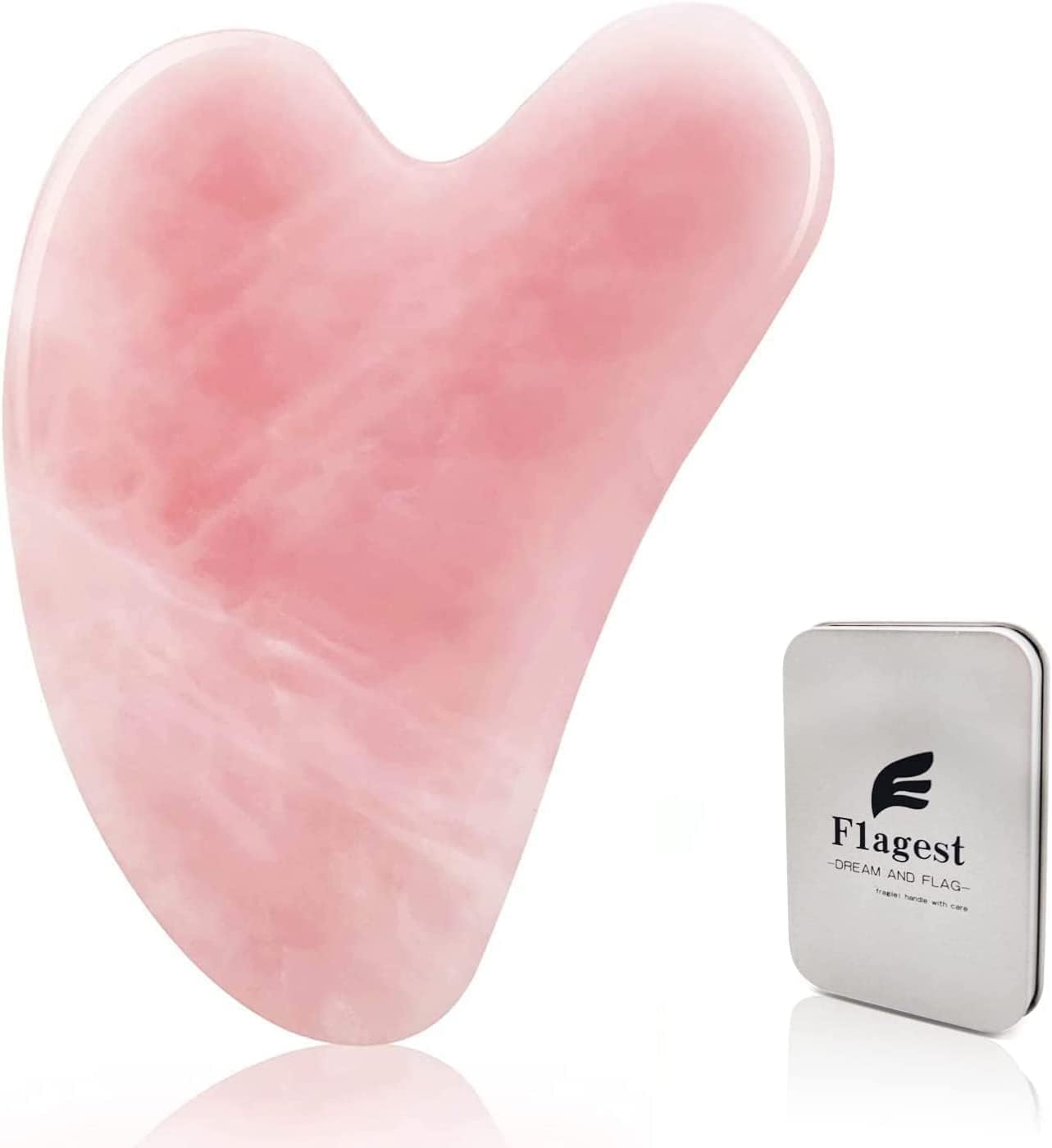 Flagest Gua Sha Facial Tool - Jade Stone Massager for Spa Acupuncture Therapy - Heart Shape Guasha for Face