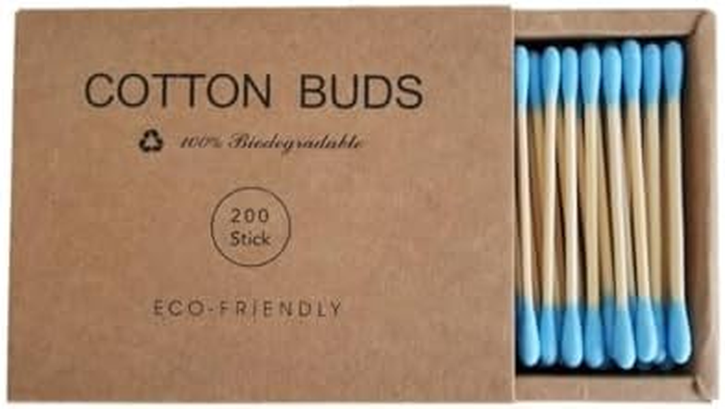 2000 Pcs Premium Cotton Swabs Natural Cotton Buds Biodegradable Organic Double Tips for Ear Wax Removal (200Pcs,Pink)