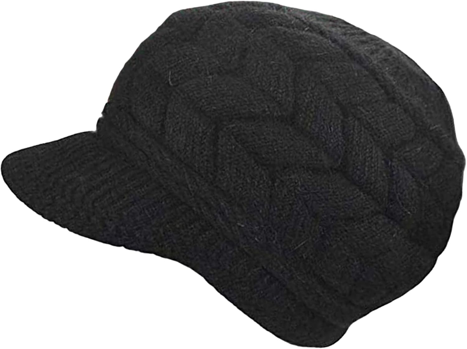 Womens Winter Hat with Brim, Beanie with Warm Fleece Lined & Visor for Women Wool Knit Newsboy Cap S-Y-H4