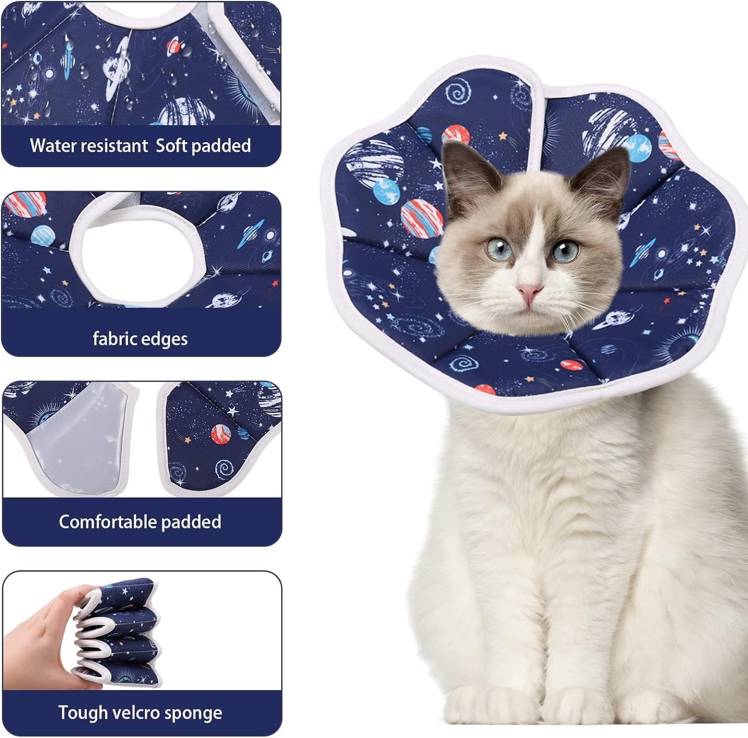 Cat Recovery Collar Protective Pet Cone Collar for after Surgery, Adjustable Elizabethan Collar Soft Comfortable Lightweight for Cat Kitten Prevent from Licking Wounds Scratching, Not Block Vision (M) image number 1