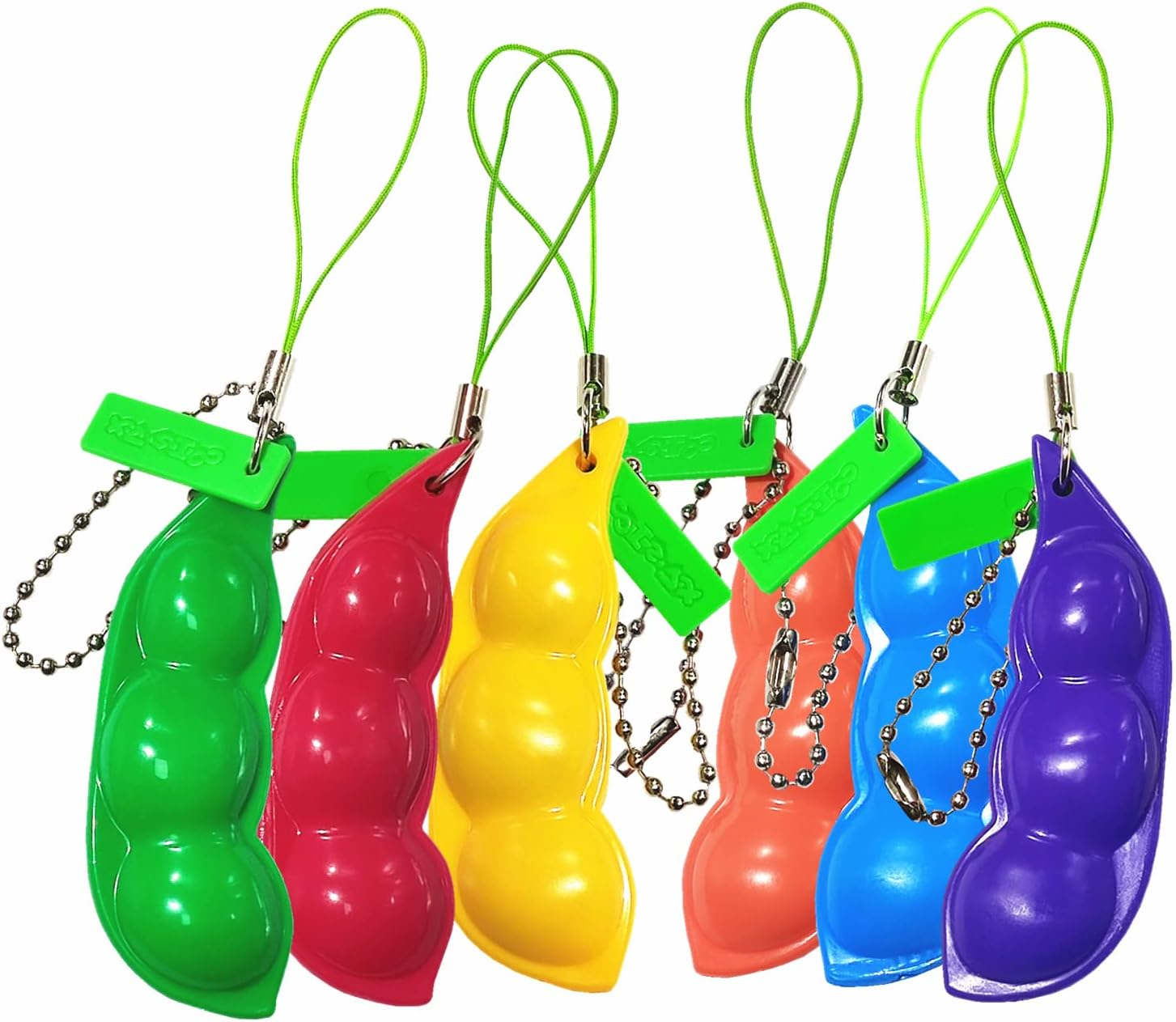 12PCS Squeeze Bean Keychain Fidget Toys for Skin Picking, Pea Pod Sensory Fidget Toys,Anti-Anxiety,Party Favor Toys image number 2