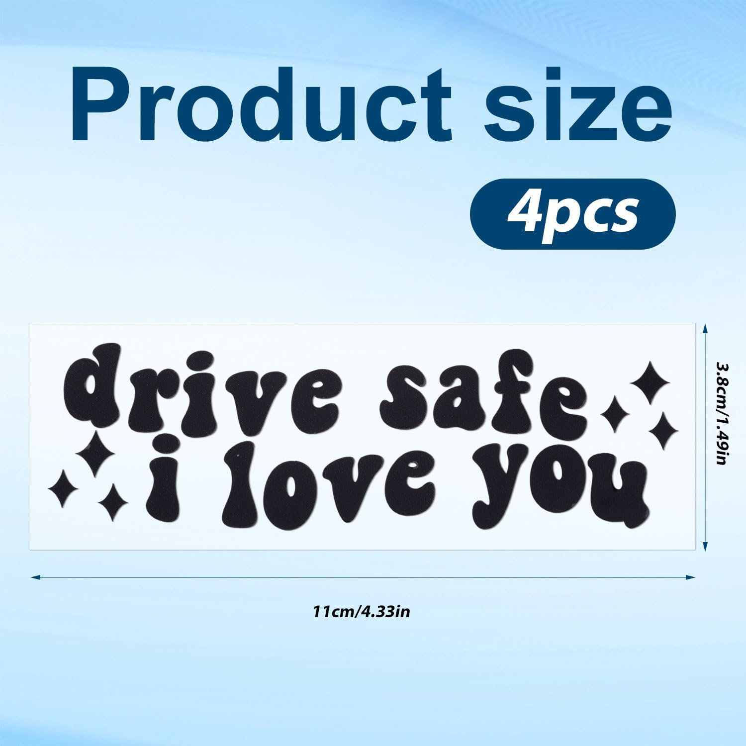 4Pcs Drive Safe I Love You Decal, Car Mirror Stickers Cute Rear View Mirror Sticker Affirmation Car Sticker for Windows Water Bottles Vanity Mirror Car Decoration Accessories (Black)