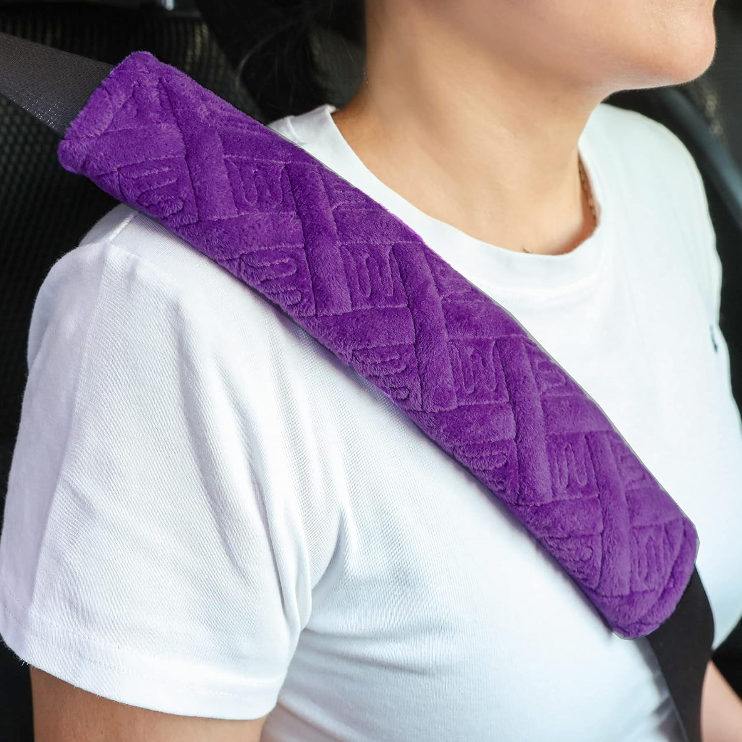 2-Pack Universal Car Seat Belt Pads Cover for a More Comfortable Driving, Seat Belt Shoulder Strap Covers Harness Pad for Car Interior Accessories (Purple, One Size) image number 2