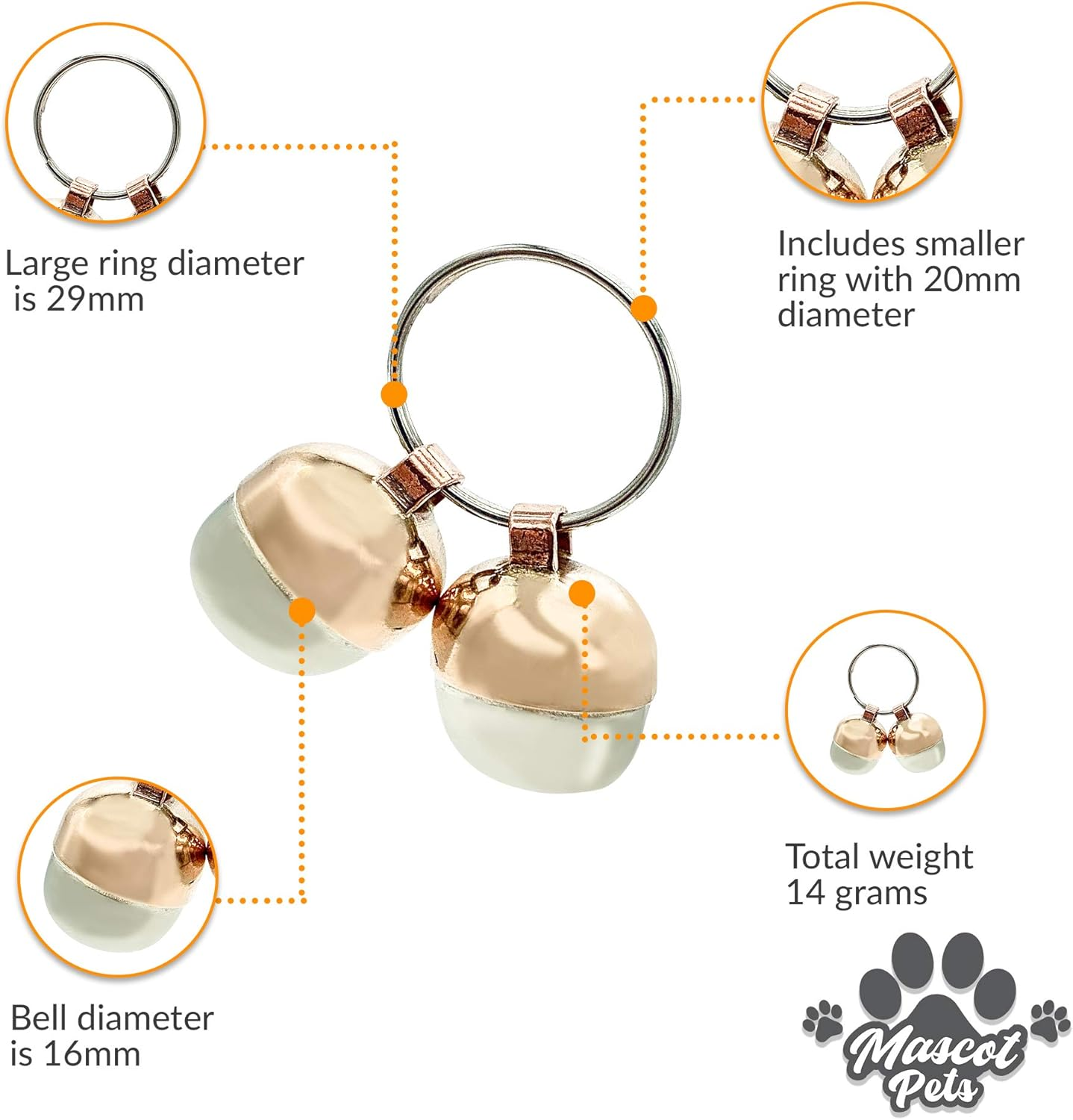 Hound & Yard Extra Loud Pair of Cat Dog Collar Bells Charm image number 1