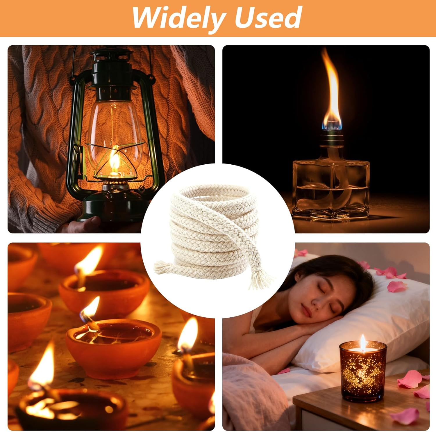 12 Rolls Wick Candle Wicks for Candles, 6 Mm X 1 Metre Replacement Wick for Oil Lamps, Cotton Oil Lamp Wick, Can Be Cut to Size Replacement Wick for Garden Torch, Lamp Wick, Oil Lamp, with Tweezers image number 6