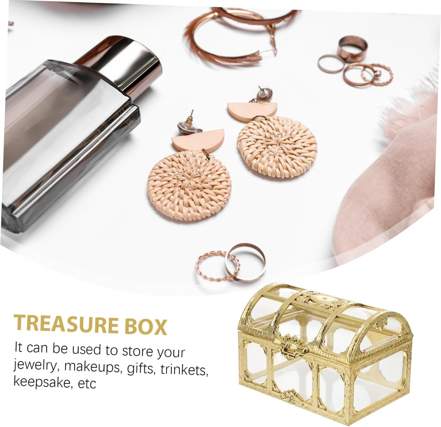 WOONEKY 2Pcs Pirate Treasure Box Crystal Jewelry Box Plastic Treasure Chest Organiser for Jewelry Storage image number 6