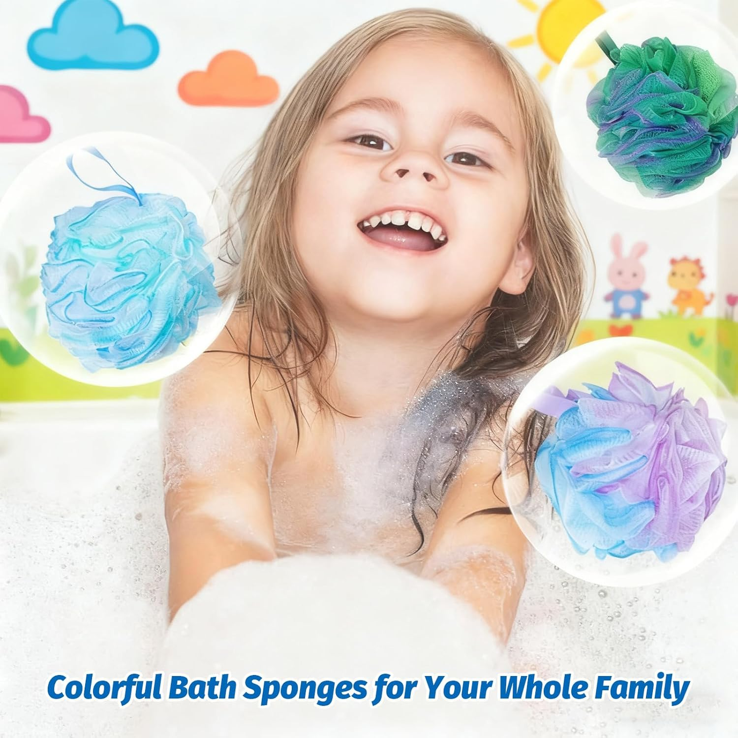 Shower Puff, Exfoliating, Soft Texture+Bathroom Bodbath Sponges for Shower, Daily Cleansing+Women, Men, Daily Users, Skincare Enthusiasts+Gentle on Skin, Durable, Lathers Well(10Pcs Set) image number 4