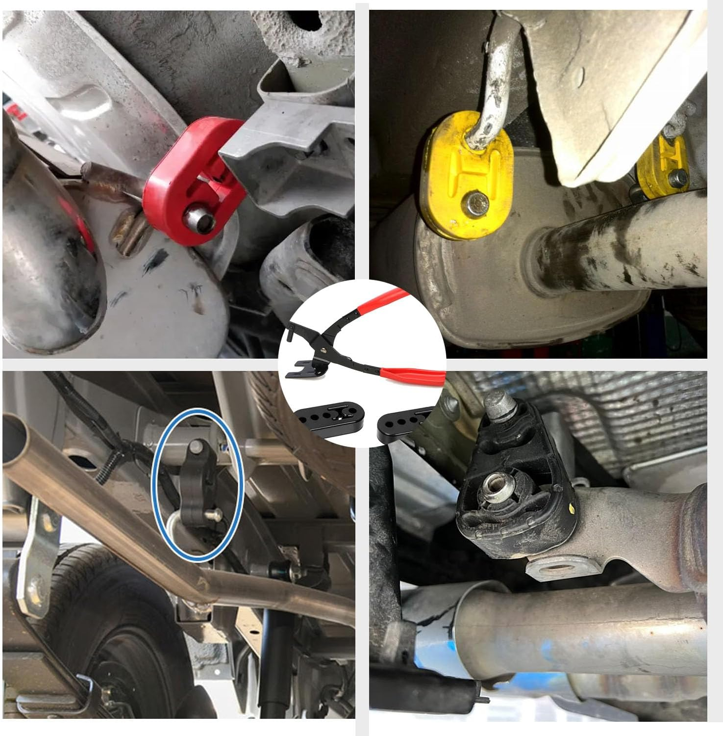 10" Exhaust Hanger Removal Pliers and 2 Hole Exhaust Hanger Rubber Set Universal Exhaust Insulators Muffler Hangers Removal Tool Rubber Isolator Rubber Hanger Support Removal Tool (3 Pcs) image number 3