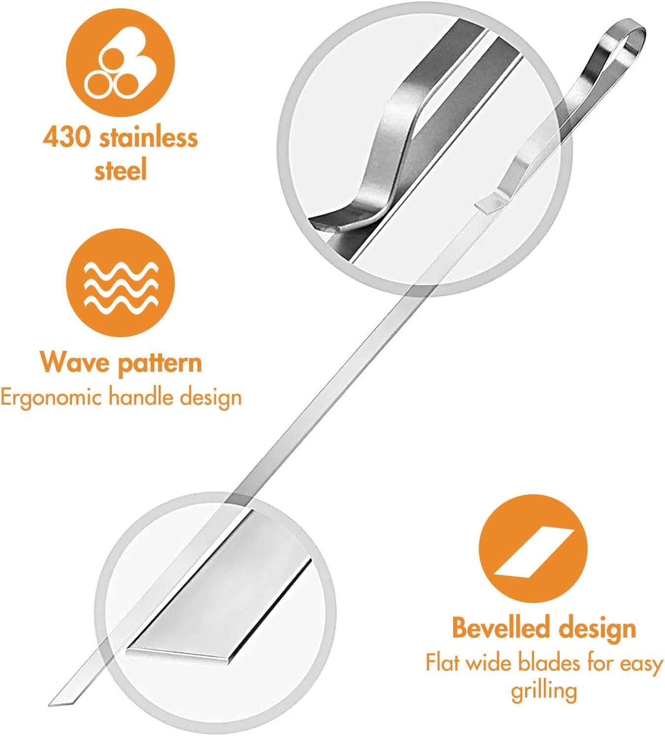 6 Pack BBQ Skewer Rack Set, Stainless Steel Kabob Skewers Holder with 2 Pcs Skewers Holder for Meat, Vegetables and Vegan Barbecue Grilling Accessories 41.5Cm image number 2