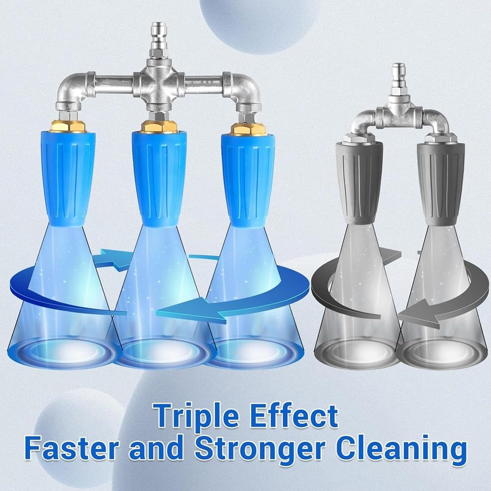 Triple Turbo Nozzle Pressure Washer, 360&deg; Rotating Turbo Nozzle with 1/4Inch Quick Connector, 2.0 Orifice, 4000 PSI image number 5