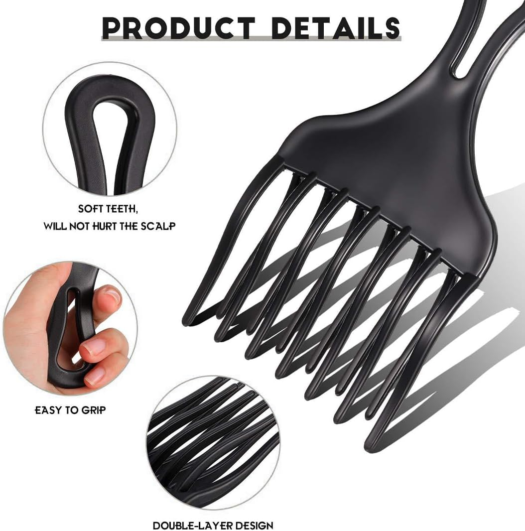 Afro Hair Comb Coarse Coarse Curl Comb with Handle Natural Curls Perm Strands image number 3