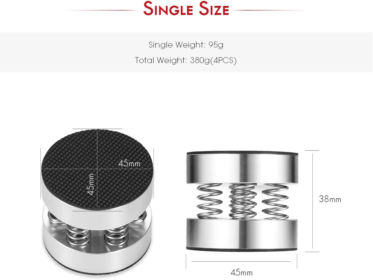Nobsound 4PCS Silver Aluminum Spring Speakers Spikes Isolation Stand for Hifi Amplifier/Speaker/Turntable/Player image number 2