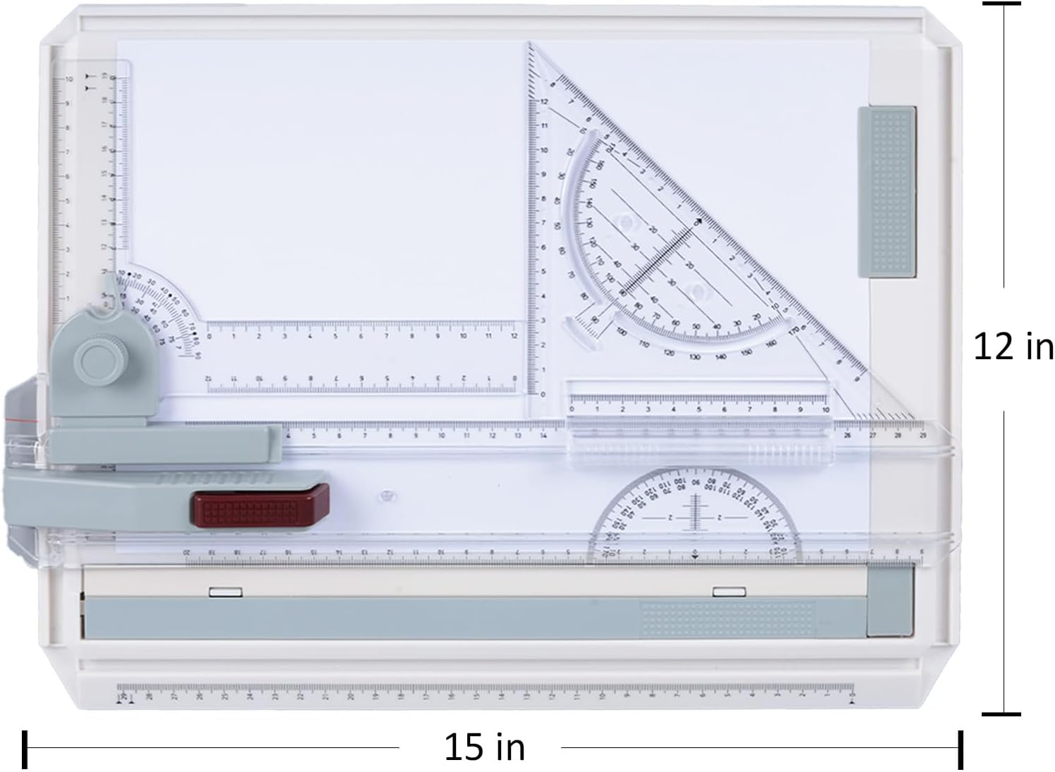Portable A4 Drafting Board Set - Multi-Functional Drawing Table with Protractor Sliding Square, Straightedge & Rotating Square - Lightweight & Durable Art Board (14.9 Inx 11.8 In)