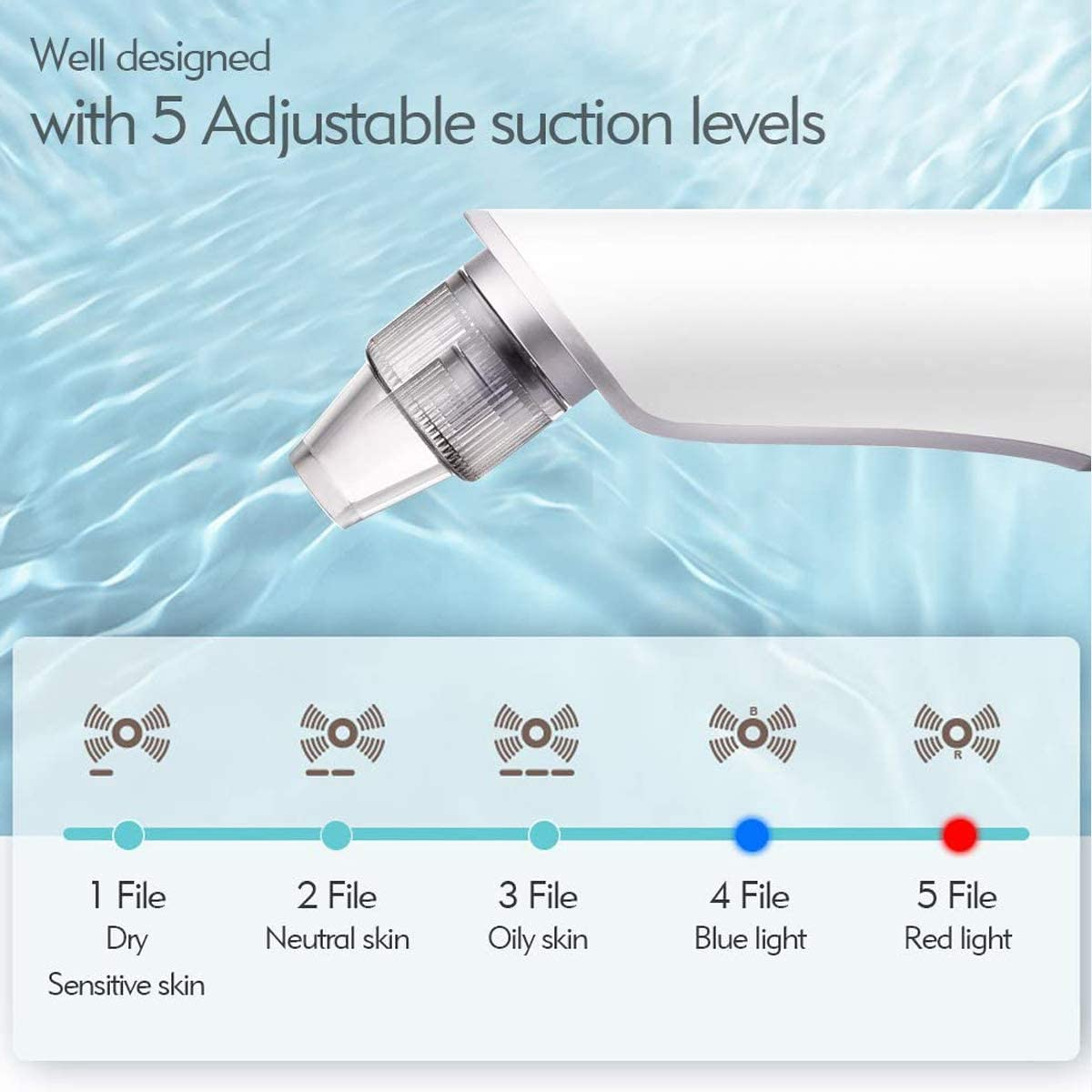 X7 Blackheads Remover, Blue and Red Light Beauty Instrument Facial Skin Care Tools with LED Display image number 3