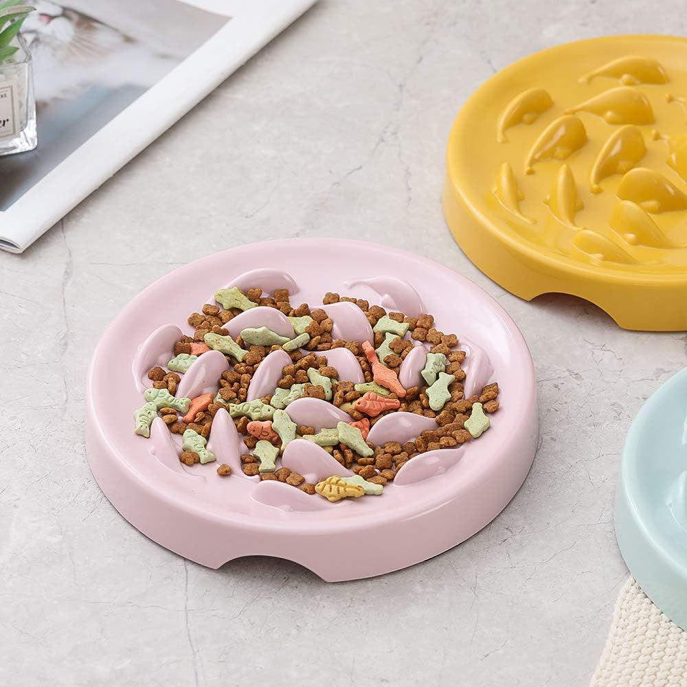 Slow Feeder Cat Bowl,Melamine Fun Interactive Feeder Bloat Stop Puzzle Cat Bowl Preventing Feeder anti Gulping Healthy Eating Diet Pet Dog Slow Feeding Bowls against Bloat, Indigestion and Obesity