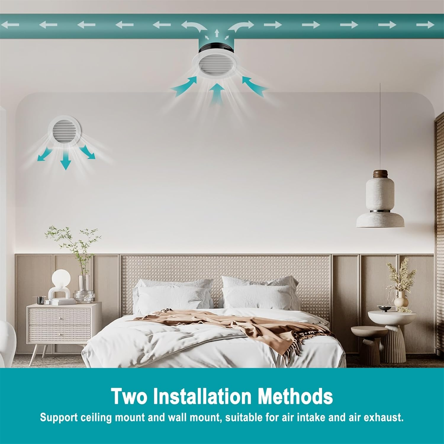 HG Power round Air Vent ABS Louver Grille Cover White Soffit Vent with Built-In Fly Screen Mesh for Bathroom Office Kitchen Ventilation, Black, PI025, 110.00V image number 4