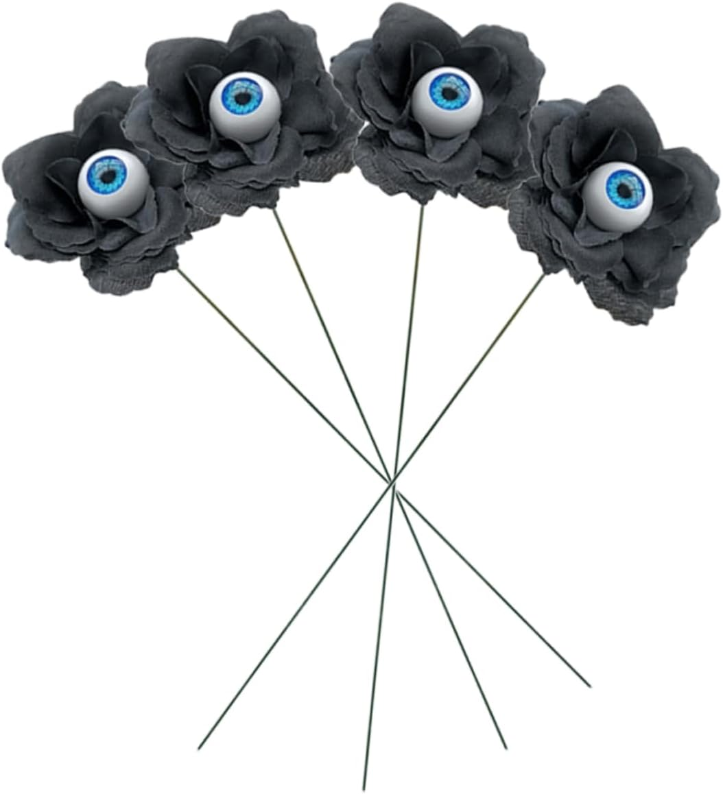 4Pcs Halloween Decorations Eye Bead Rose Stakes for Outdoor Decor Scary Signs for Halloween Party Cloth Material for Garden and Lawn Decoration image number 4