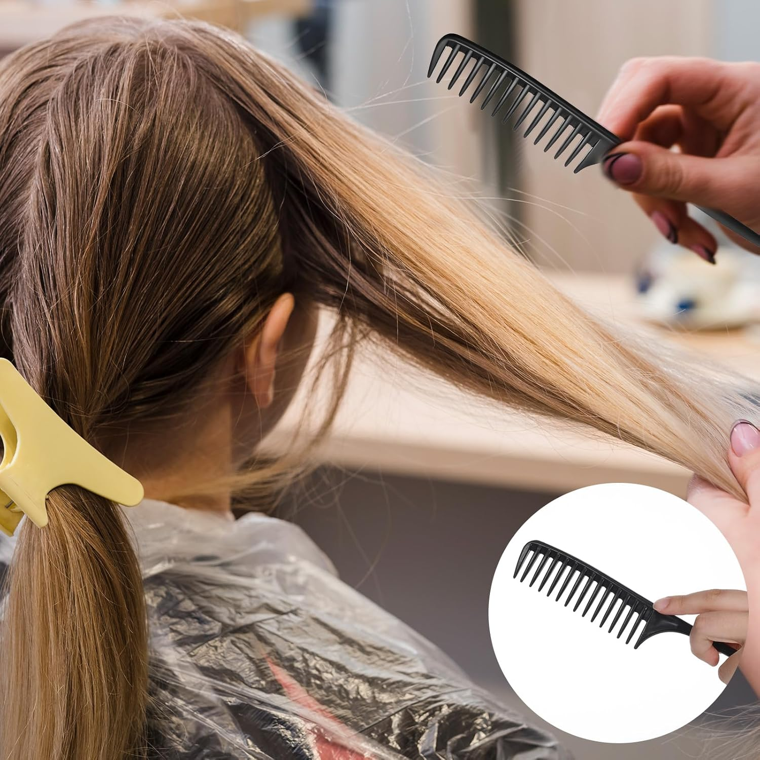 Wide Tooth Rat Tail Comb Set for Sectioning Styling Heat Resistant and Anti-Static Hair Detangling Combs for All Hair Types 3 Pcs