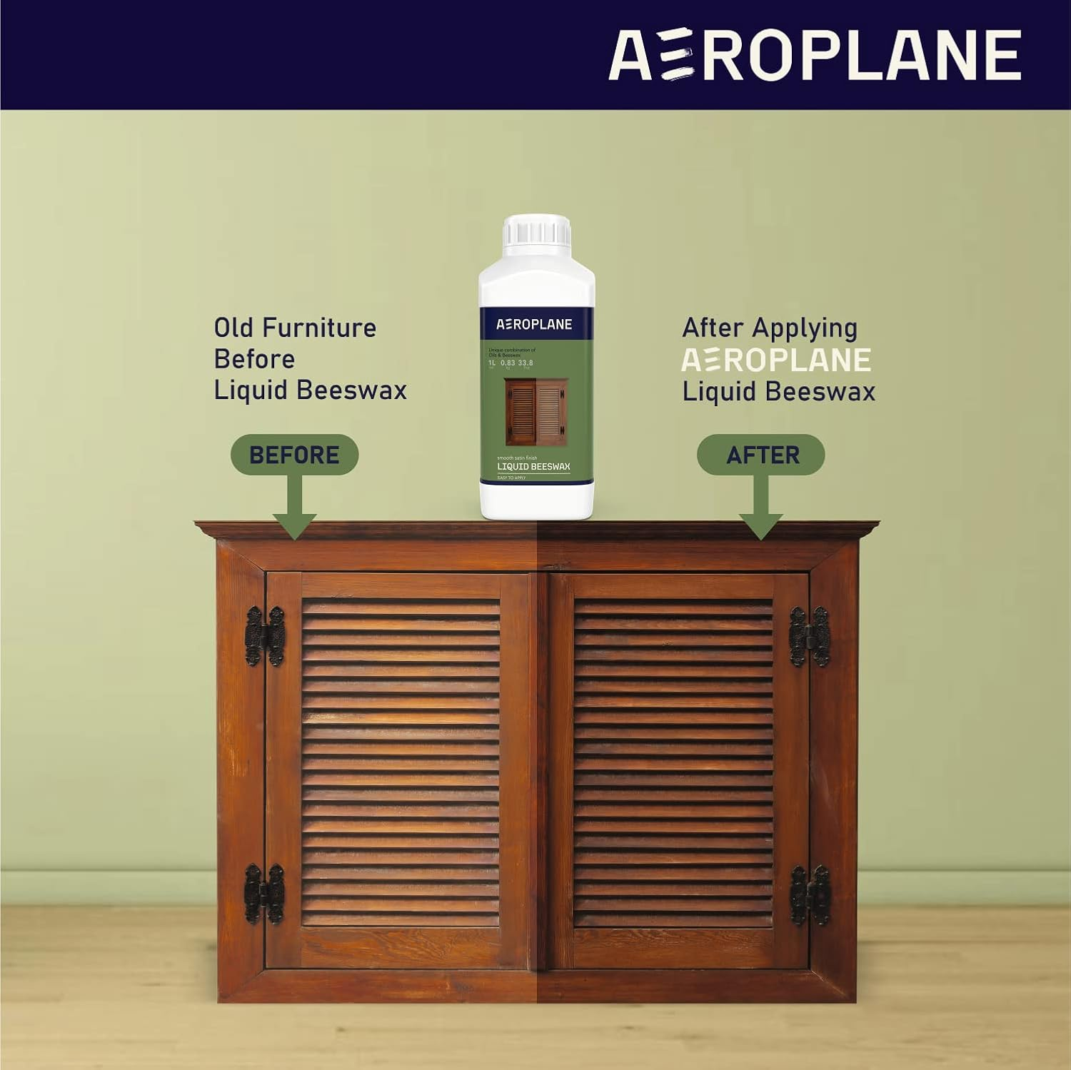 AEROPLANE - Liquid Beeswax - VOC Free & Non-Toxic Beeswax Wood Conditioner | 1 LTR image number 3