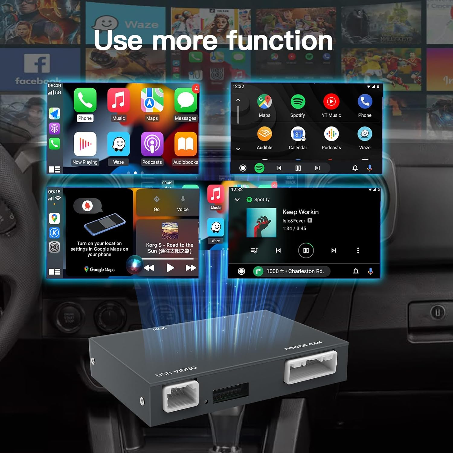 Wireless Carplay/Android Auto Adapter for Toyota with Entune2.0 & Touch2 2014-2019 New Version Retrofit Kit Decoder Fits for Tundra/Highlander/Rav4/Tacoma/Camry/Corolla/Avalon/Prius/Ch-R/Sienna/Camry image number 1