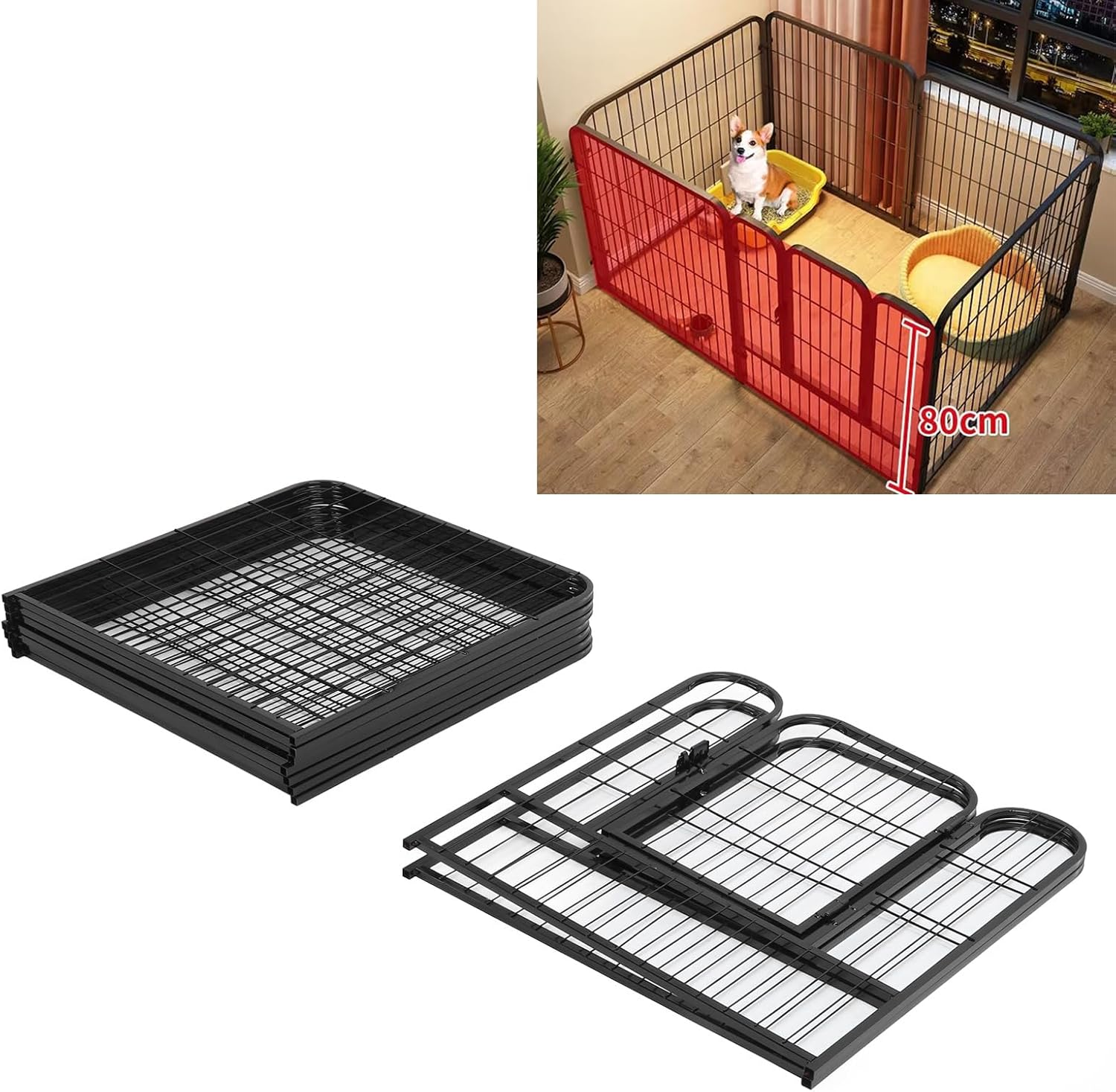 Dog Exercise Pen, Iron Space Saving Minimalist Dog Exercise Fence for Indoor and Outdoor, Metal Dog Playpen Pet Exercise Fence Pen Dog Kennels for Small Medium Puppy Dogs,Rabbits image number 1