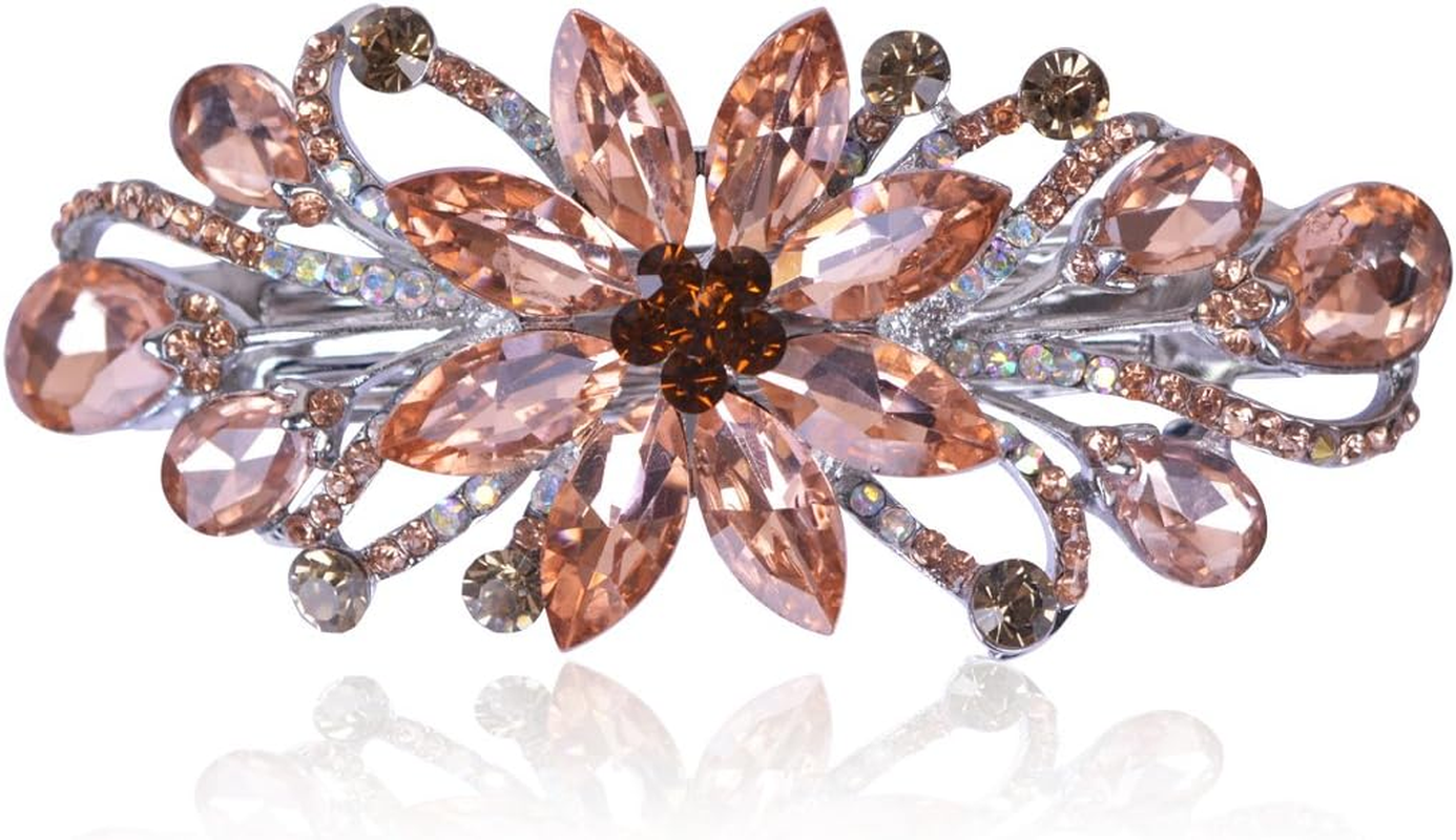 Sankuwen Flower Luxury Jewelry Design Hairpin Rhinestone Hair Barrette Clip (Dark Blue)