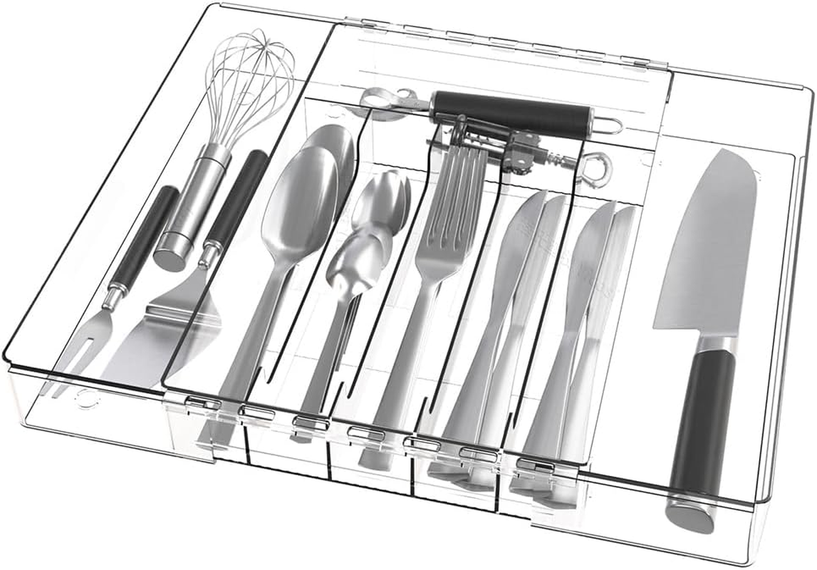 Cutlery Organizer,Expandable Organizer, Cutlery Tray,Drawer Organizer Set, Clear Organizer Tray,For Drawer, Storage Divider for Cosmetic, Bedroom, Office, Kitchen Gadgets image number 5