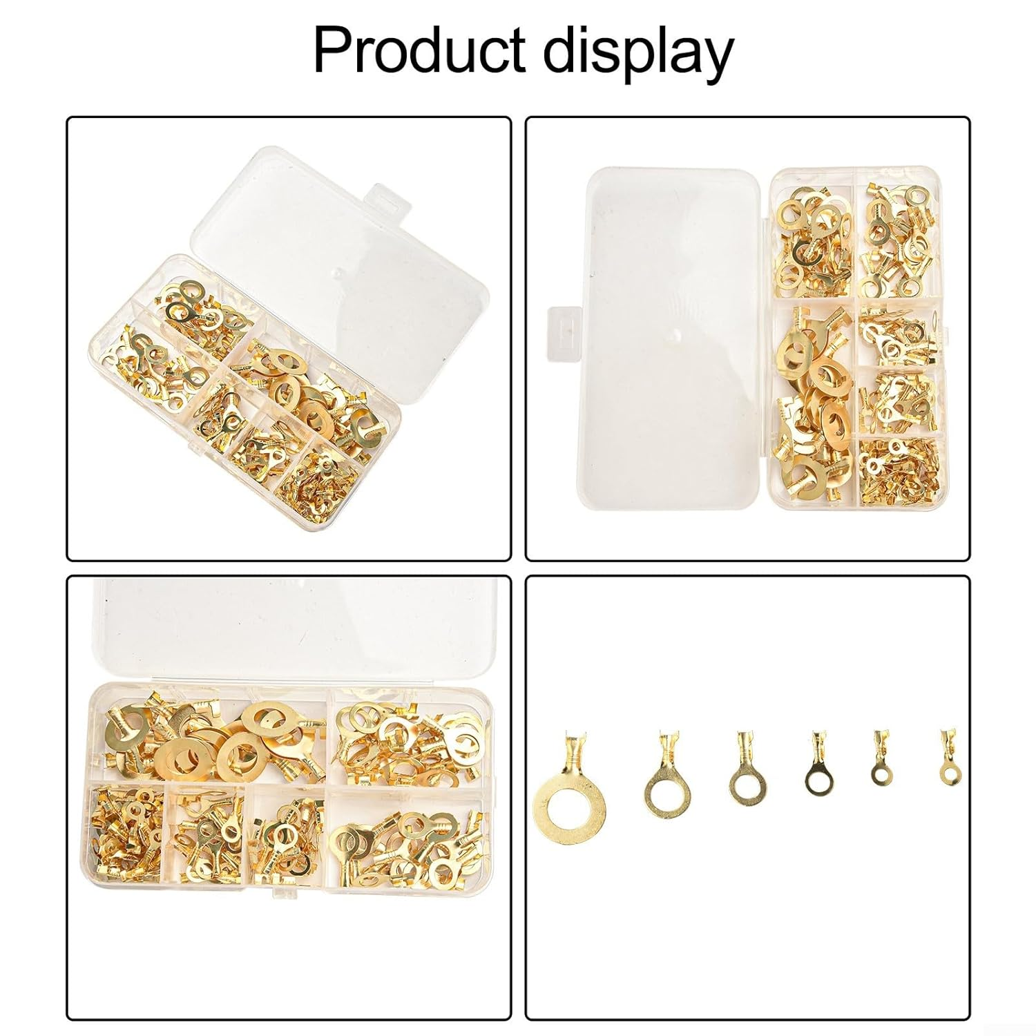 150PCS for for Ring Cable Lug Terminal Blocks for M310 Wire Connectors Non Insulated Crimp Terminals Brass for Ring Eye Wire Connectors for Electrical Wifor Ring image number 2