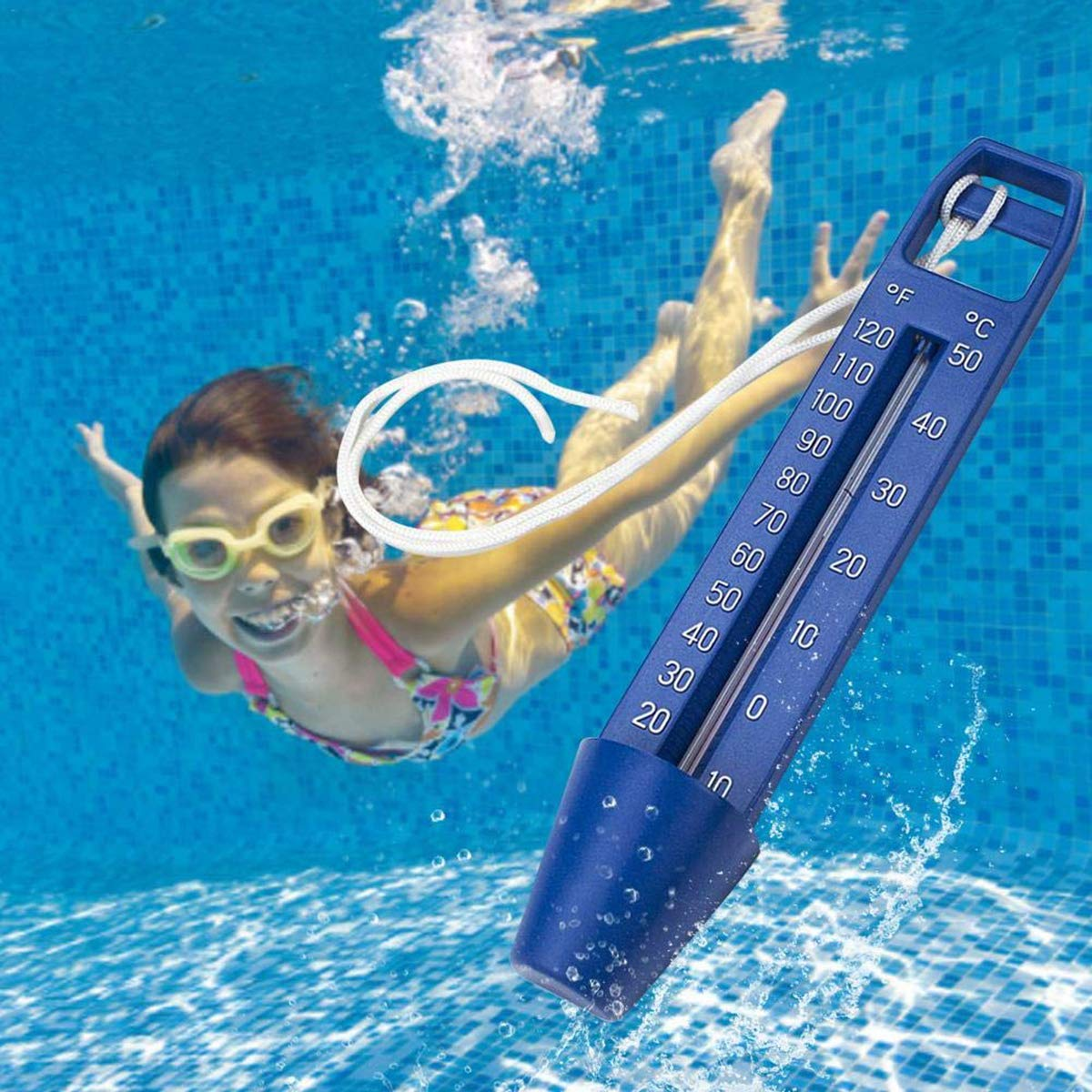 BERZO Pool Thermometer Premium Water Thermometers with String Degrees and Fahrenheit Accurate Temperature Readings Ideal for All Swimming Pools Spas Hot Tubs Ponds