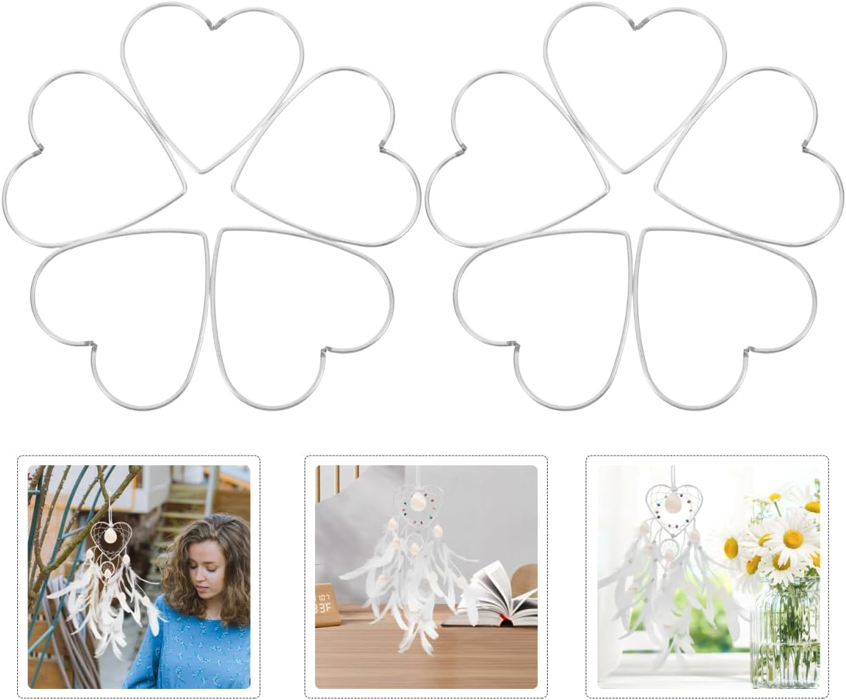 COHEALI 10Cm Dreamcatcher Iron Circle Hoop - Heart Shaped Metal Ring for DIY Crafts Macrame Projects and Home Decor Hanging