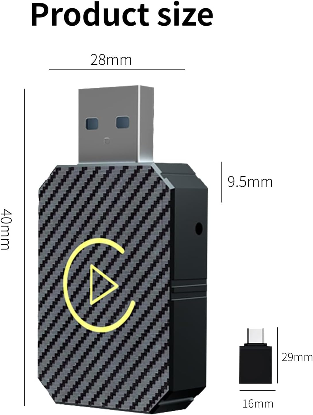 Wireless Adapter for Carplay, Adapter for Convert Wired to Wireless Carplay/Android Auto, Mini Size with Extension Cable USB, Stable Control & No Delay