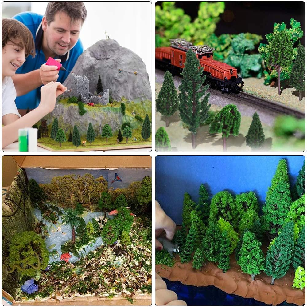Model Trees Miniature, Train Trees, Railway Landscape, Diorama Trees, Architecture Trees, Pieces Model Trees for DIY Landscape, Mini Landscape Design, Pack of 50 image number 6