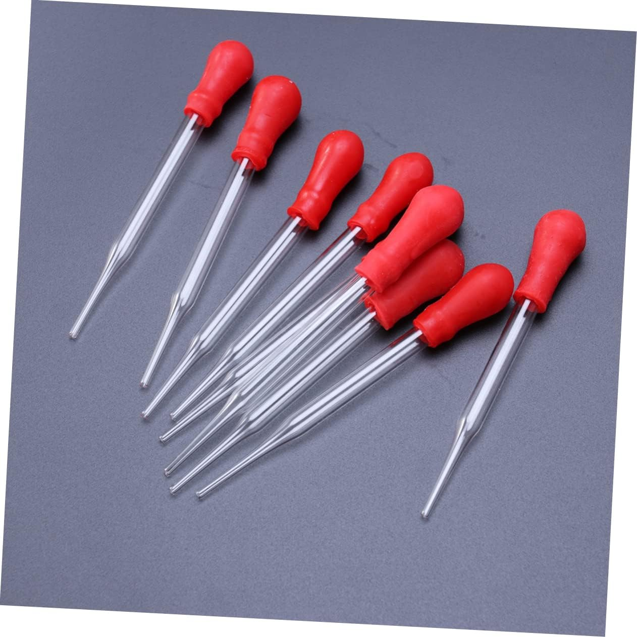 BESTOYARD 10Pcs 12Cm Glass Pipette Droppers Silicone Bulbs Red Head for Laboratory and Home Use Eye Dropper Set image number 3