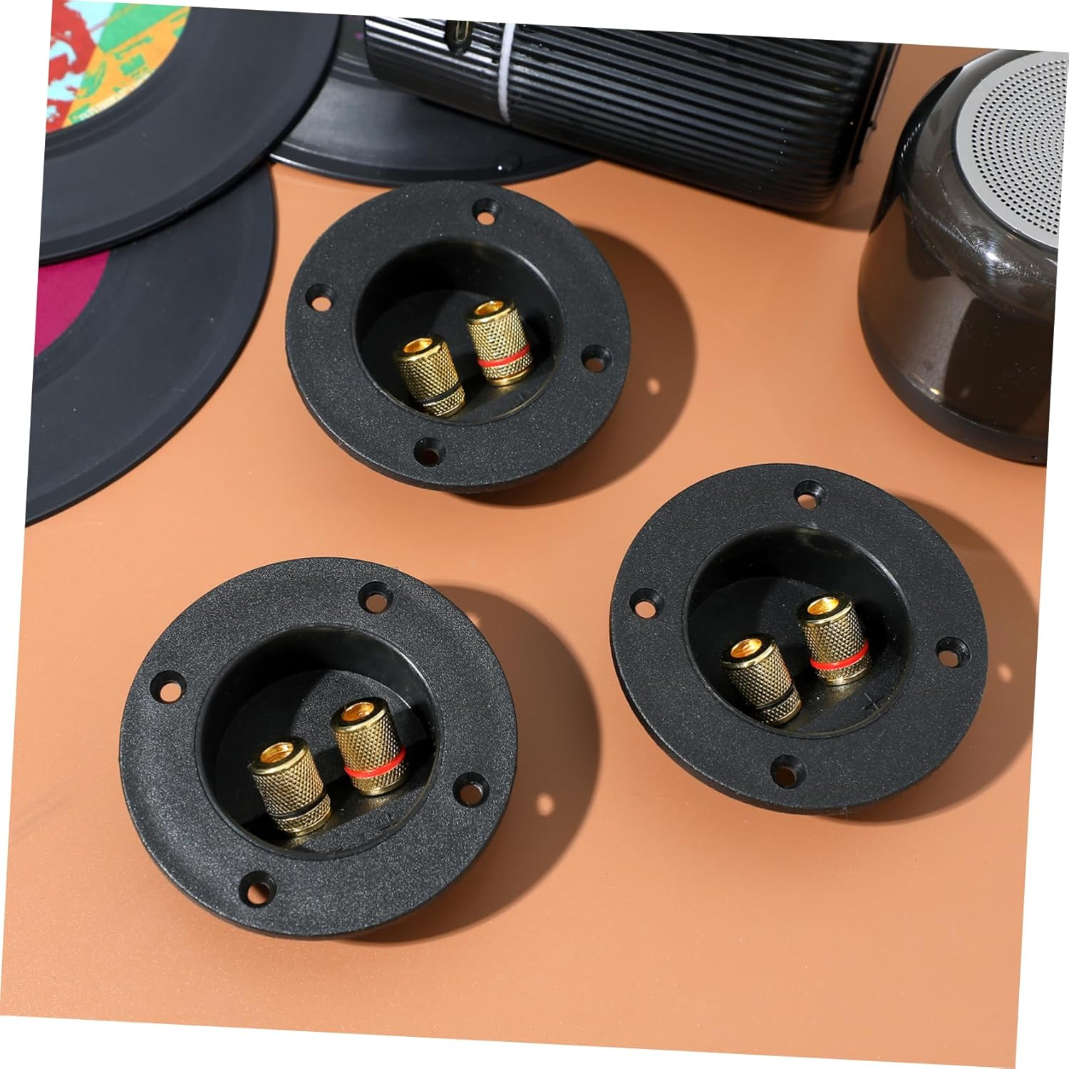 Sewroro 5Pcs round 2-Way Speaker Terminal Binding Post Connector Set Full Copper Speaker Terminal Cups for DIY Home Car Audio Black Connectors for Hifi Subwoofer Systems image number 5