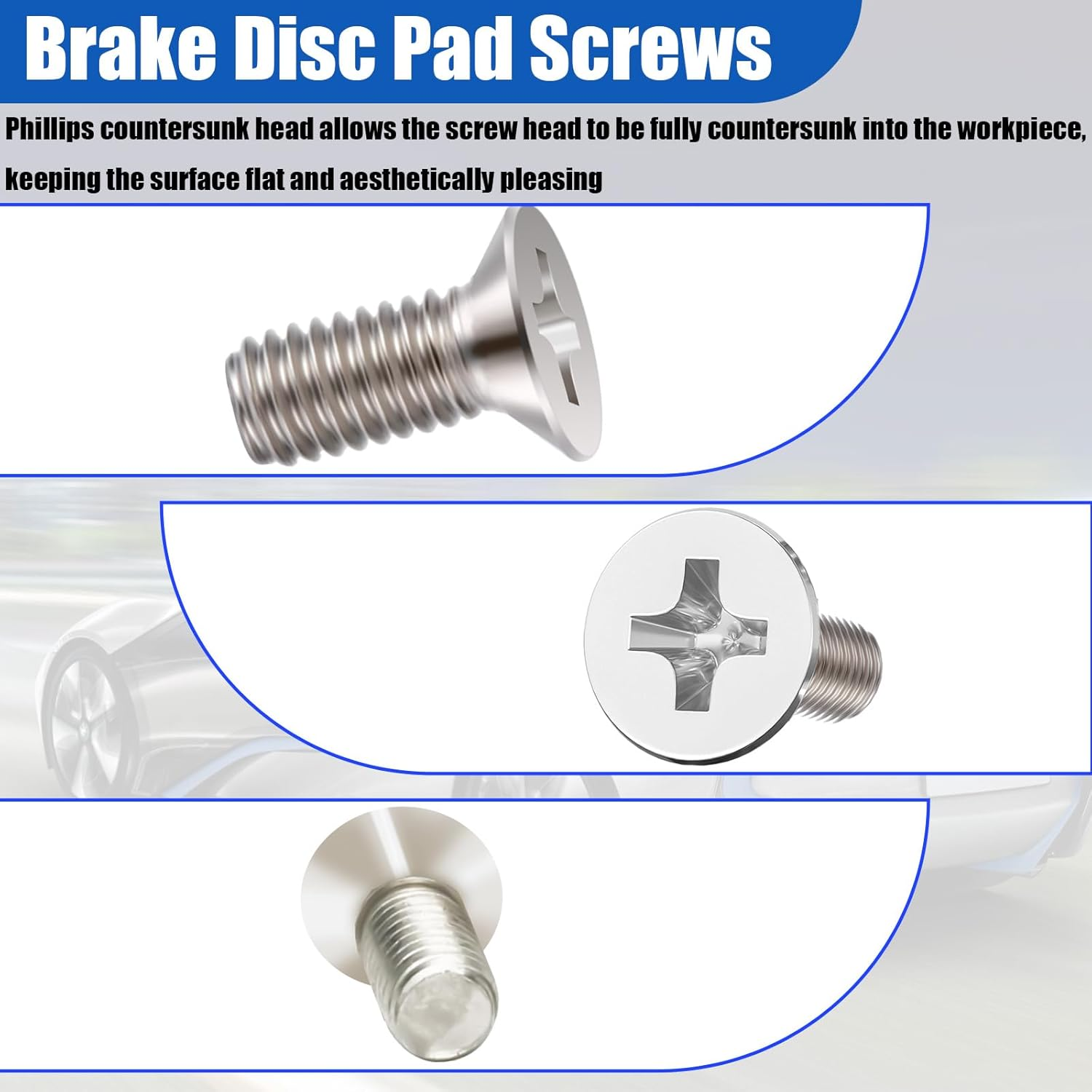 8 PCS Stainless Steel Brake Disc Rotor Screws, Brake Disc Rotor Screws for Front and Rear, 93600-06014-0H, Disc Brake Fixing Screw Compatible with Honda, Acura, Hyundai and Kia Models image number 1