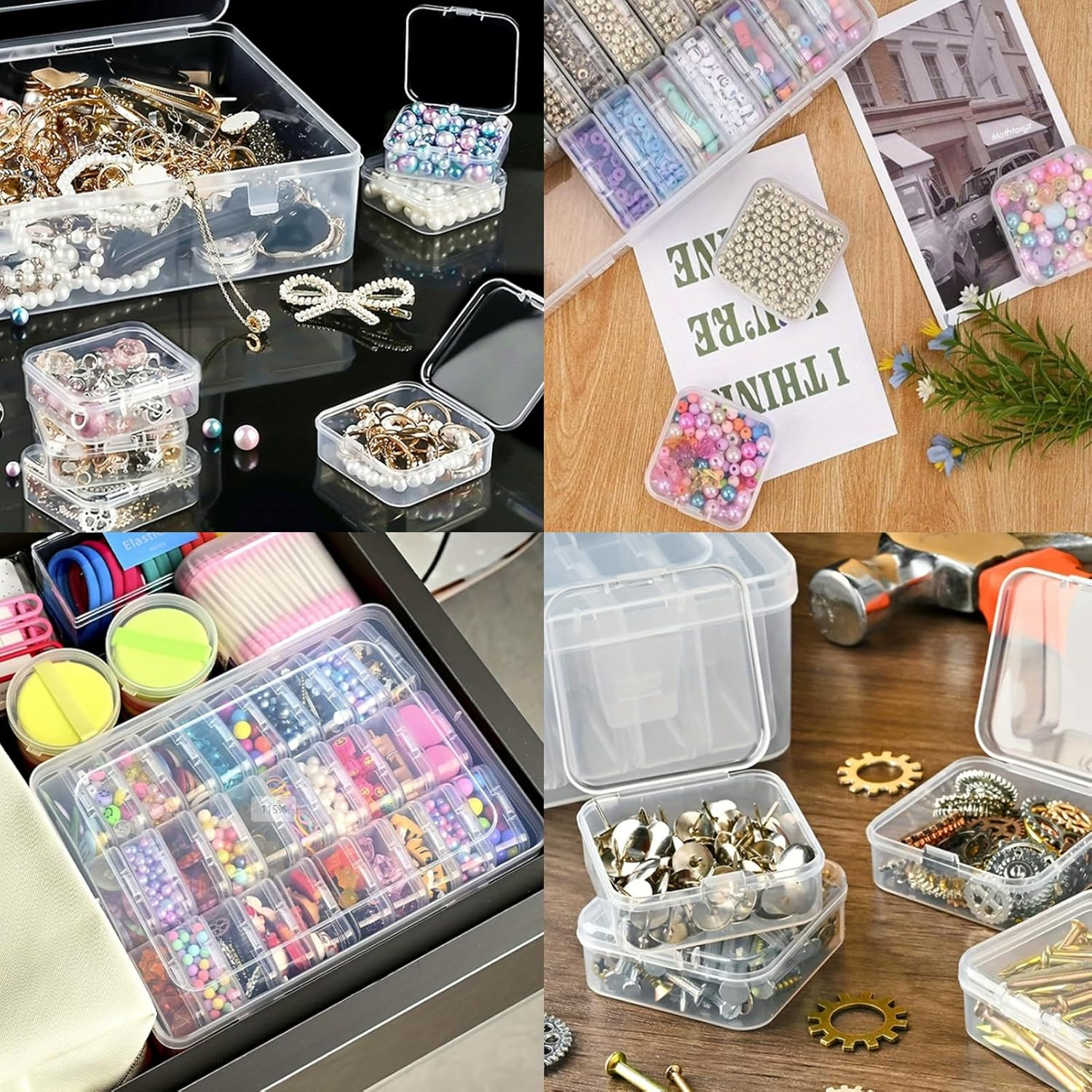 2 Pcs Bead Storage Containers,60 Pcs Small Plastic Containers with Lids,Bead Organizer Box,Bead Organizers and Storage for Jewelry,Bead,Earring,Hardware image number 3