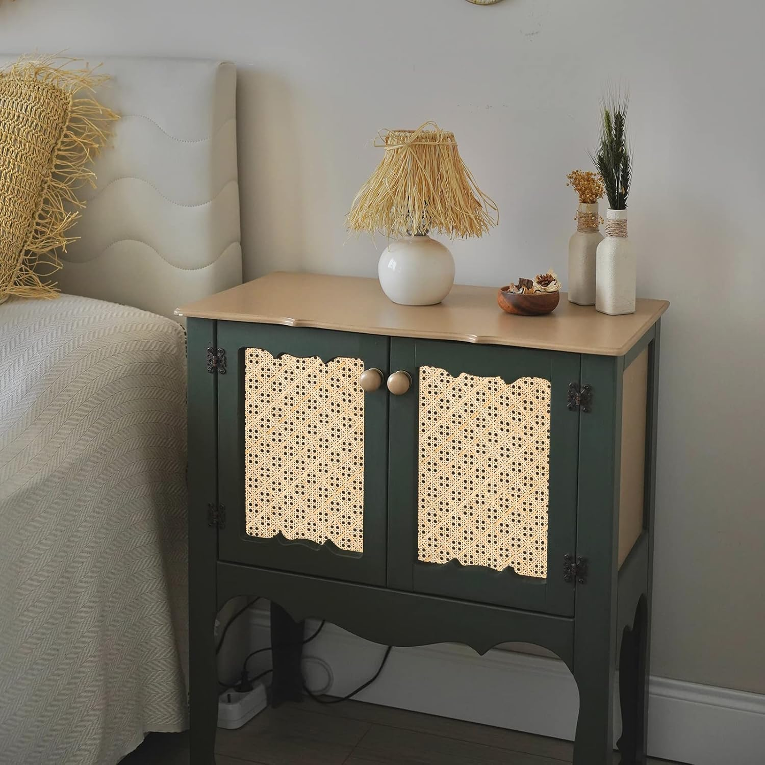 Cane Rattan Webbing Roll, 3.28Ft X 15.8 Inch Woven Open Mesh Cane Natural Rattan Webbing Rattan Webbing for Caning Projects Wide Rattan for DIY Crafts Cabinet Chair Furniture image number 3