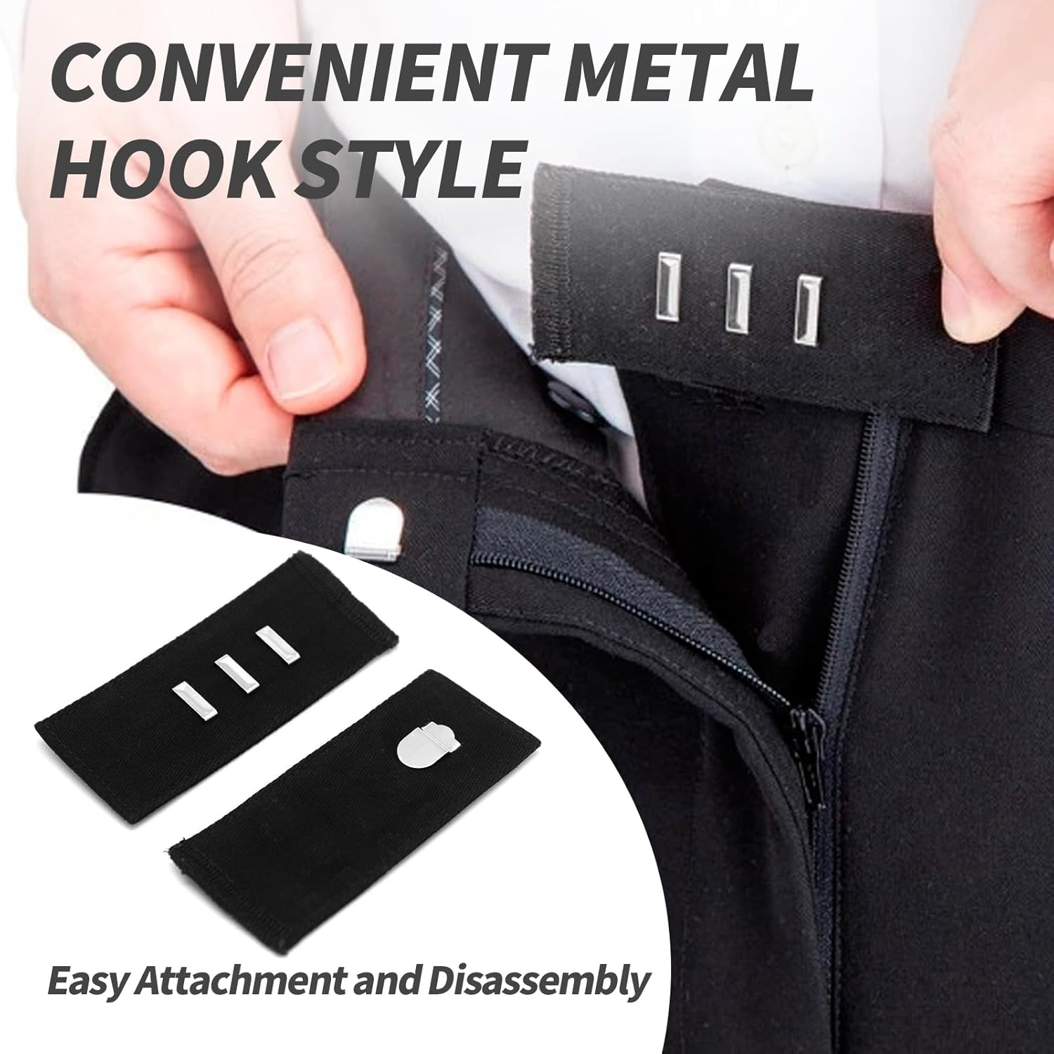 5 Pieces Pants Waist Extenders with Metal Hook, Maternity Women and Men Jeans Extender, Waistband Extension for Pants and Skirts image number 6