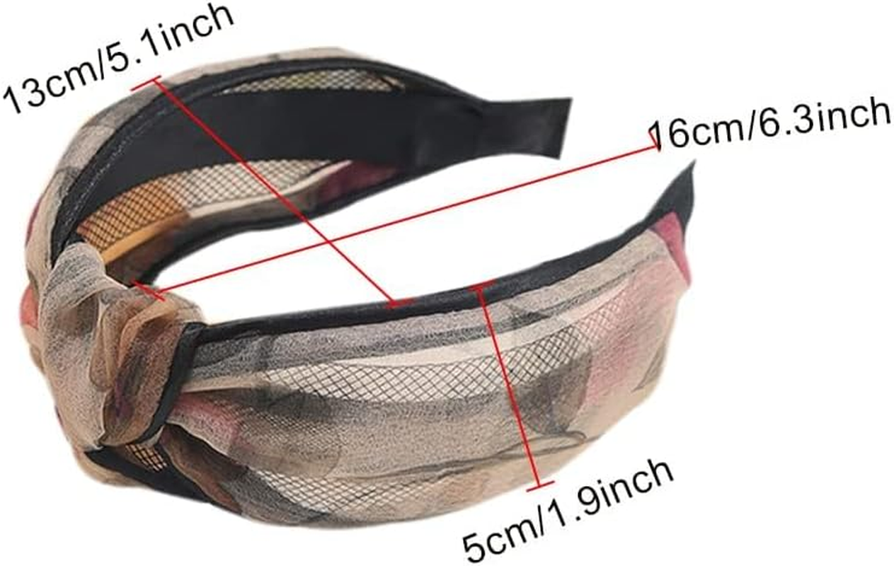 3 X Wide Headband, French Bow Knot Hair Hoop, Fabric, Non-Slip Headwear, Elastic Twist Hair Accessories, Alice Hair Bands for Women, UK (Flower2Vde)