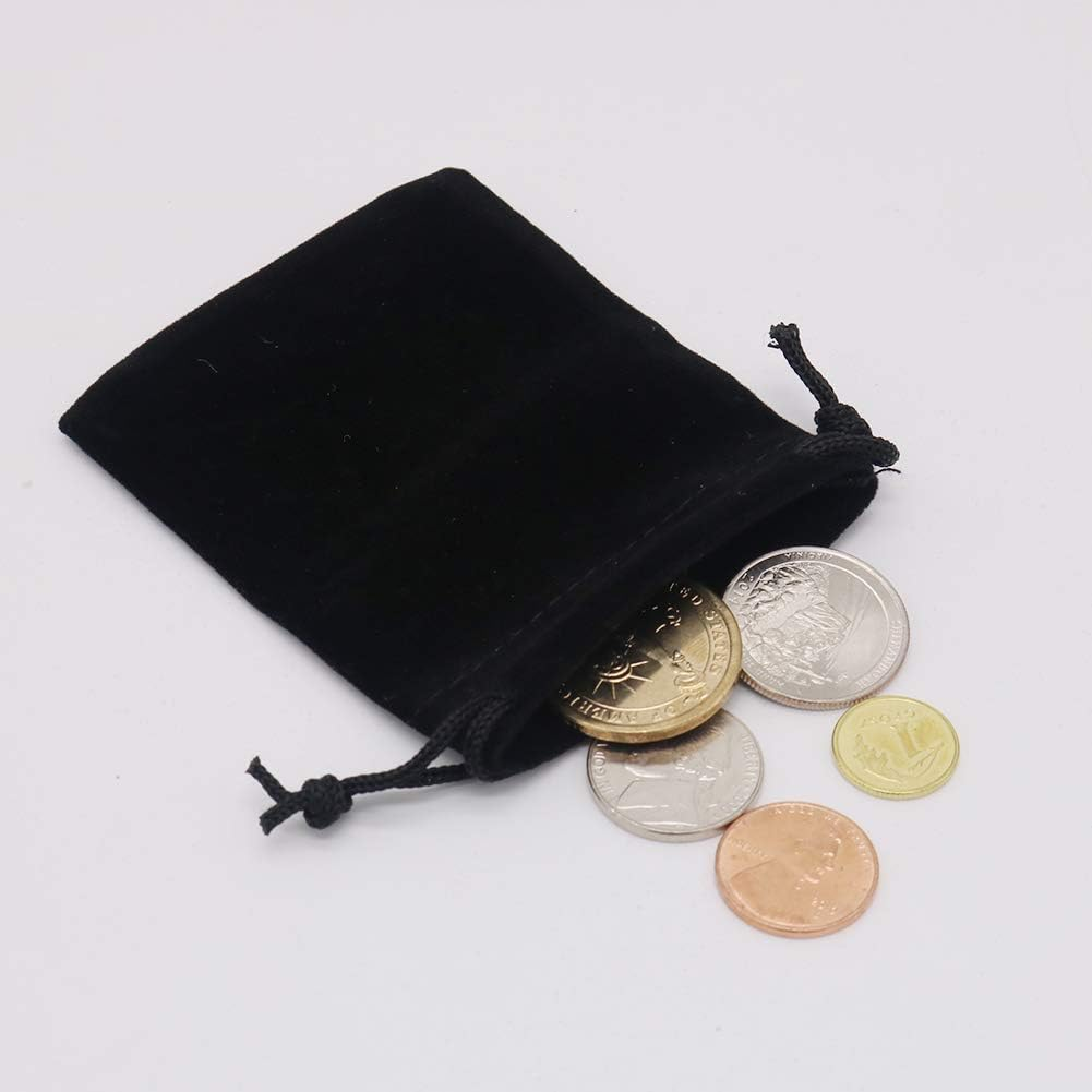 HRX Package Little Velvet Drawstring Pouches, 20Pcs Black Velvet Cloth Bags for Jewelry Small Gift (2.8" X 3.6")