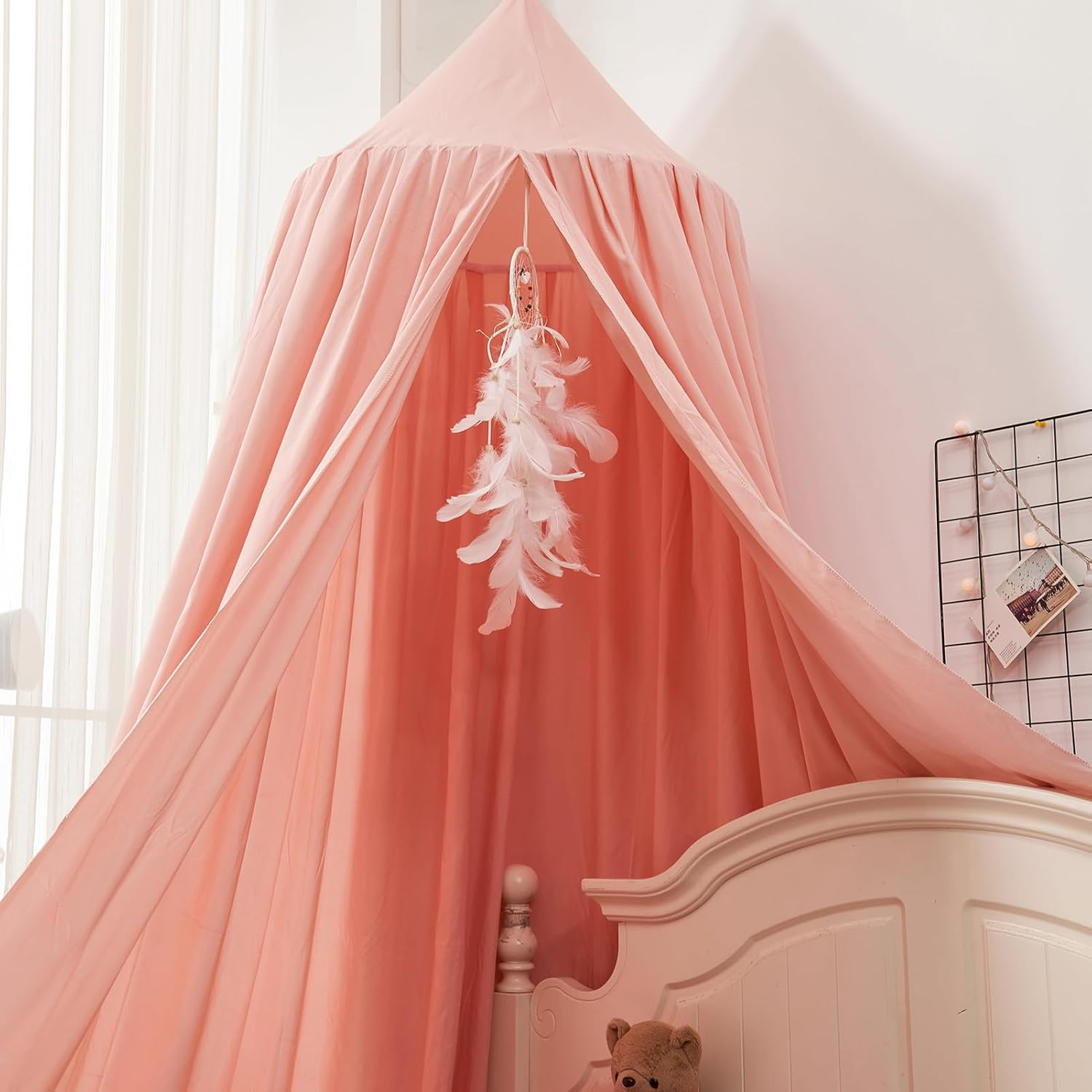 Princess Decor Canopy for Kids Bed, Soft and Durable Bed Canopy for Girls Room Tent Canopy Dreamy Mosquito Net Bedding, Children Reading Canopies Indoor(Pink) image number 1