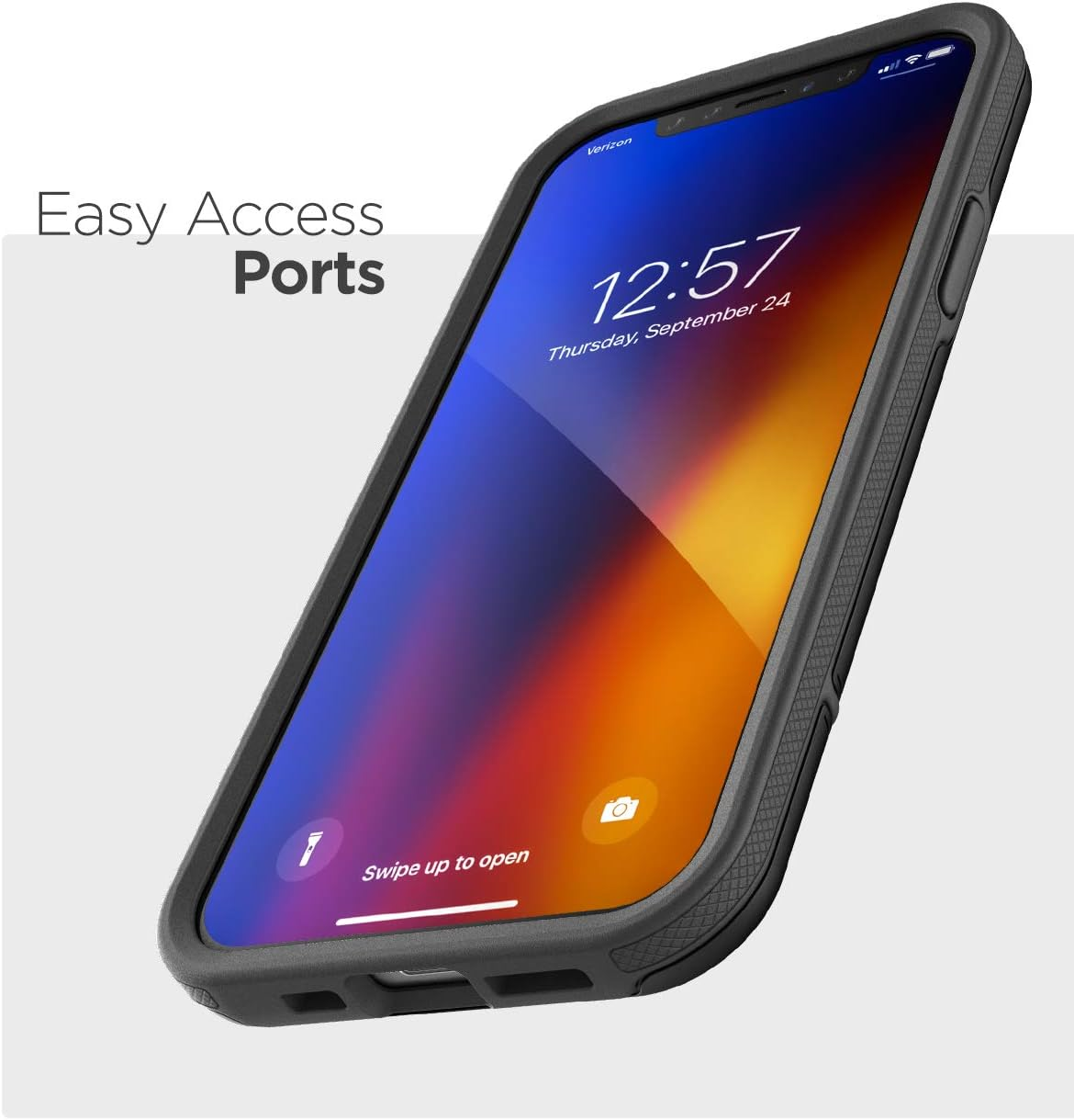 Encased Protective Iphone 12/Iphone 12 Pro Case (2020 Rebel Armor) Heavy Duty Full Body Rugged Cover - Black image number 4